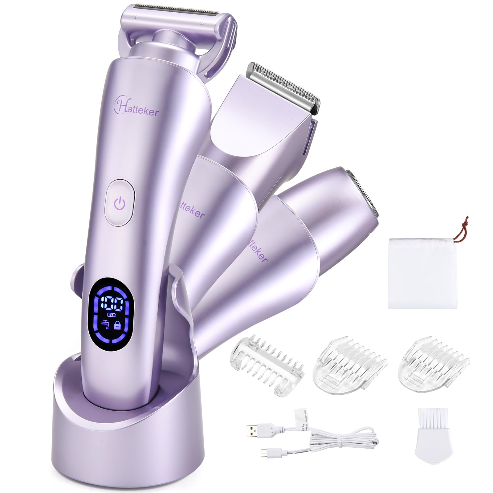 Hatteker Women'S Electric Shaver Bikini Trimmer Hair Trimmer For Women Electric Razor For Legs Bikini Underarm Public Hairs Ipx7