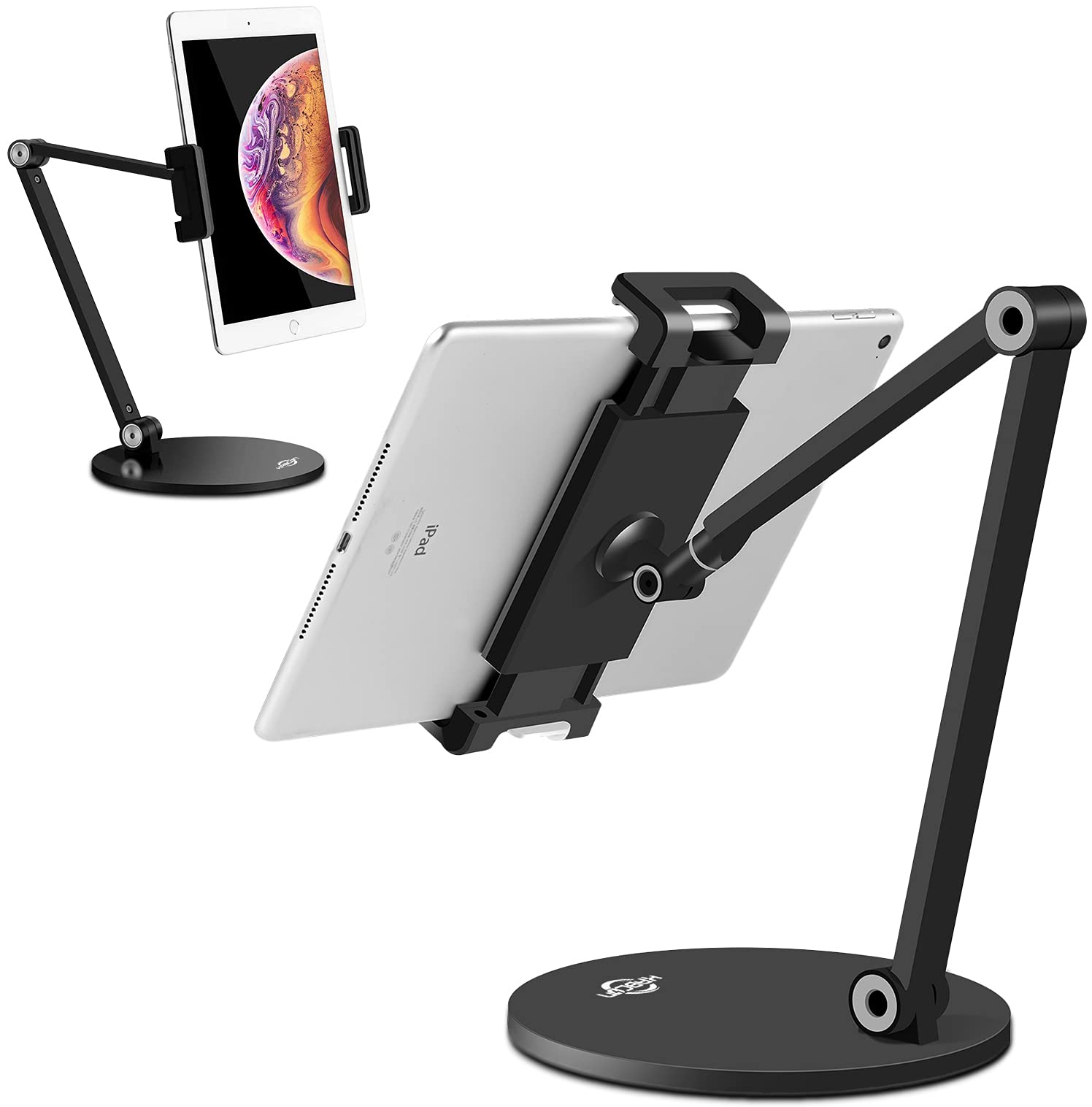 Kabcon Tablet Stand,Tightness Adjustable 360Rotatable Multi Angle Eye Level Aluminum Solid Long Arm Tablets Stands For Ipad Seri
