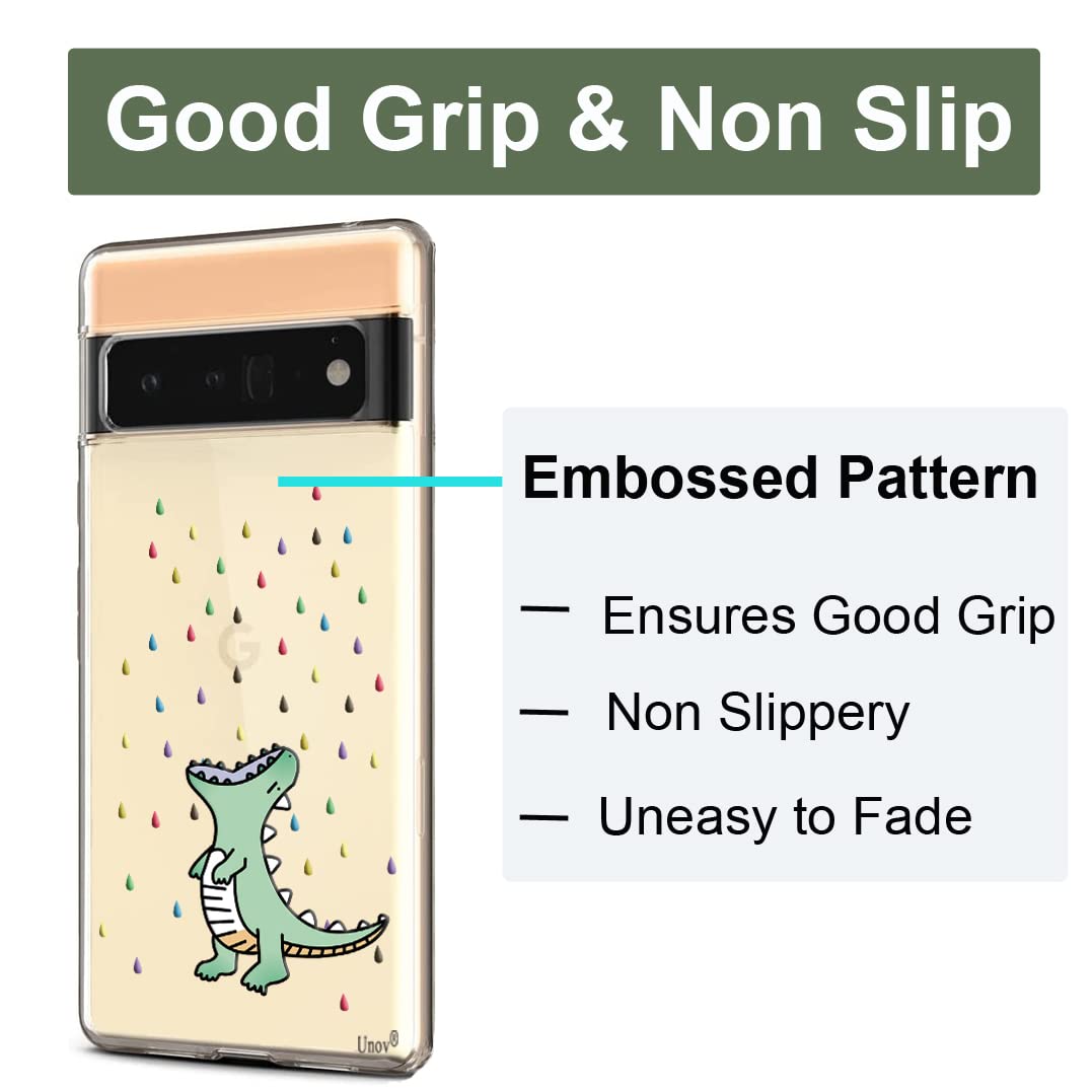 Unov Pixel 6 Pro Case Clear With Design Soft Tpu Shock Absorption Slim Embossed Pattern Protective Back Cover For Pixel 6 Pro 5G