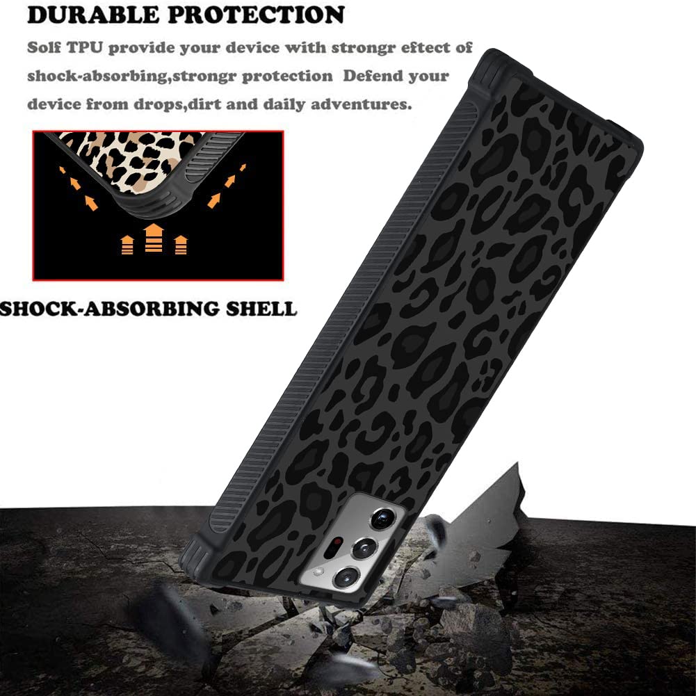 KANGHAR Protective Case for Samsung Galaxy Note 20 Ultra 6.9 Inch Black Leopard Shockproof Rugged TPU PC Non-Slip