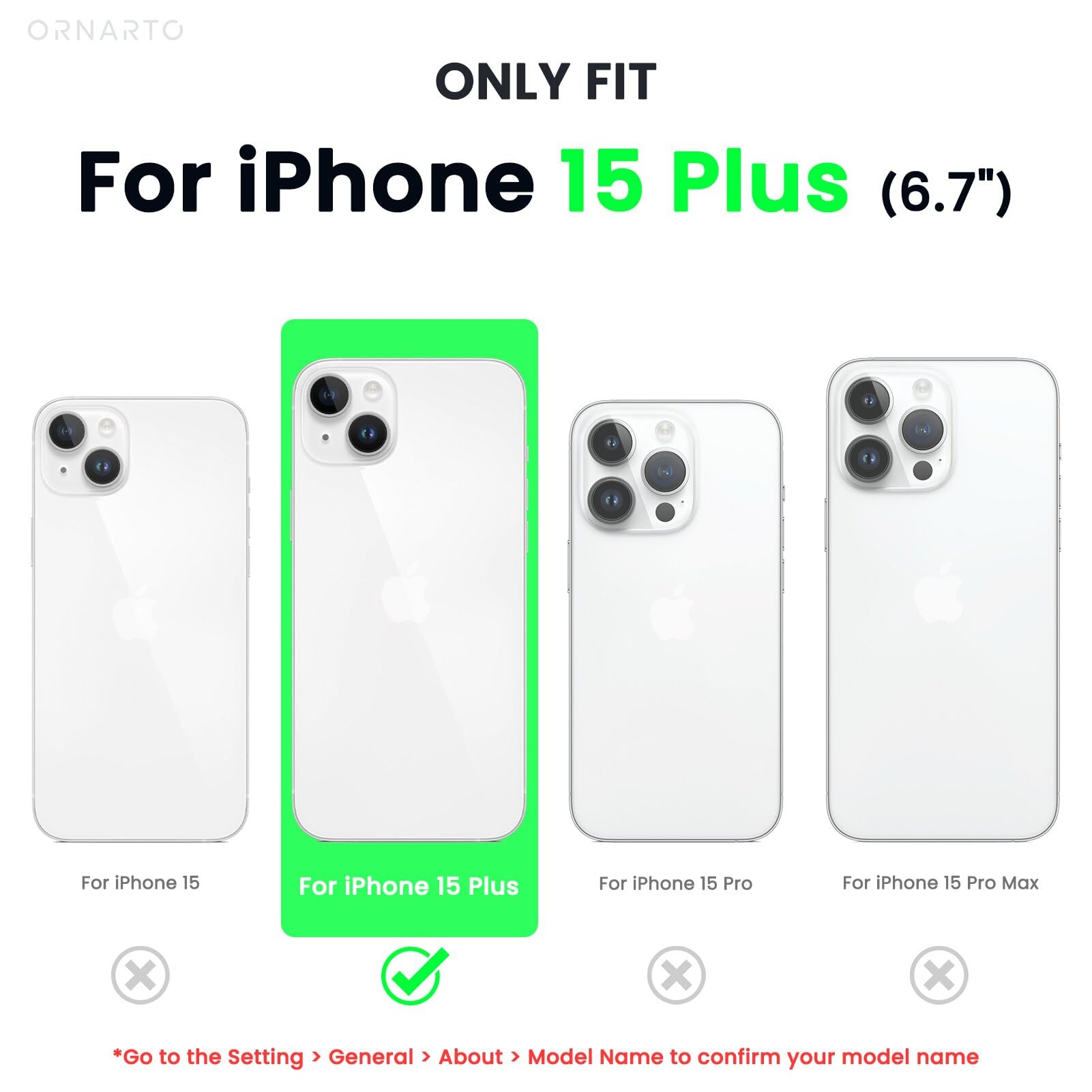 Ornarto Compatible With Iphone 15 Plus Case 6.7'', Slim Liquid Silicone 3 Layers Full Covered Soft Gel Rubber Cover Protective P