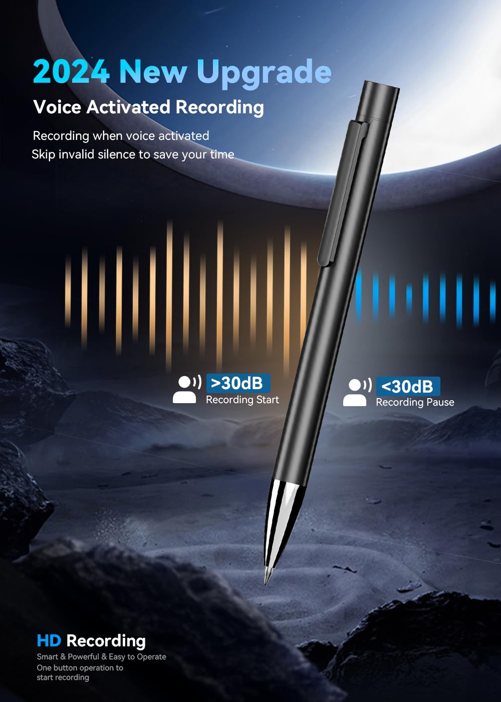 Voice Recorder 64Gb(4400Hrs),Digital Voice Activated Recorder With Playback,Portable Audio Recorder With Noice Cancelling,Usb C