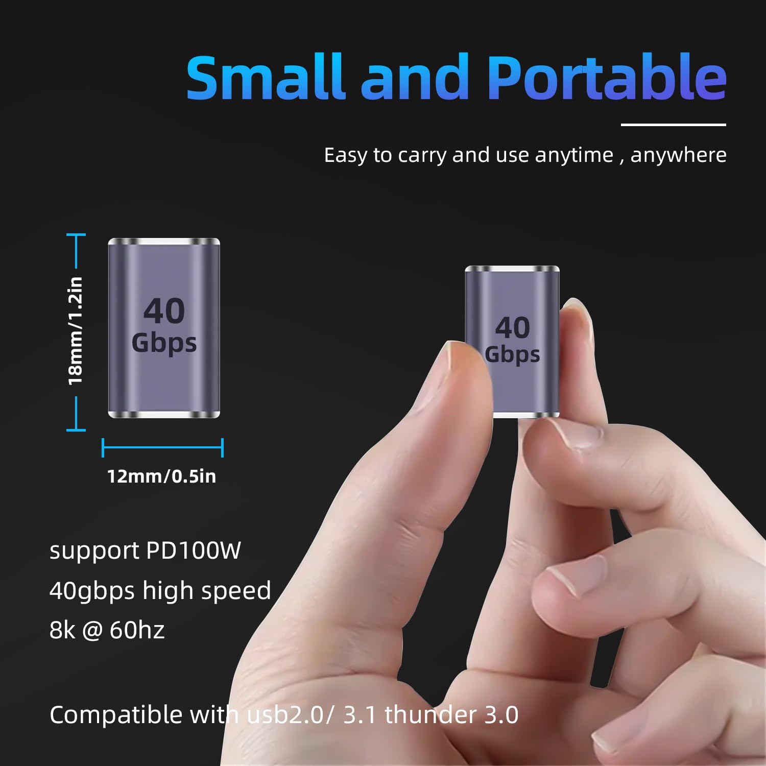 Usb C 90 Degree Adapter 100W,2Pack Up And Down Usb C 90 Degree Adapter Extender 8K@60Hz Video For Thunderbolt 4/3, Compatible Fo