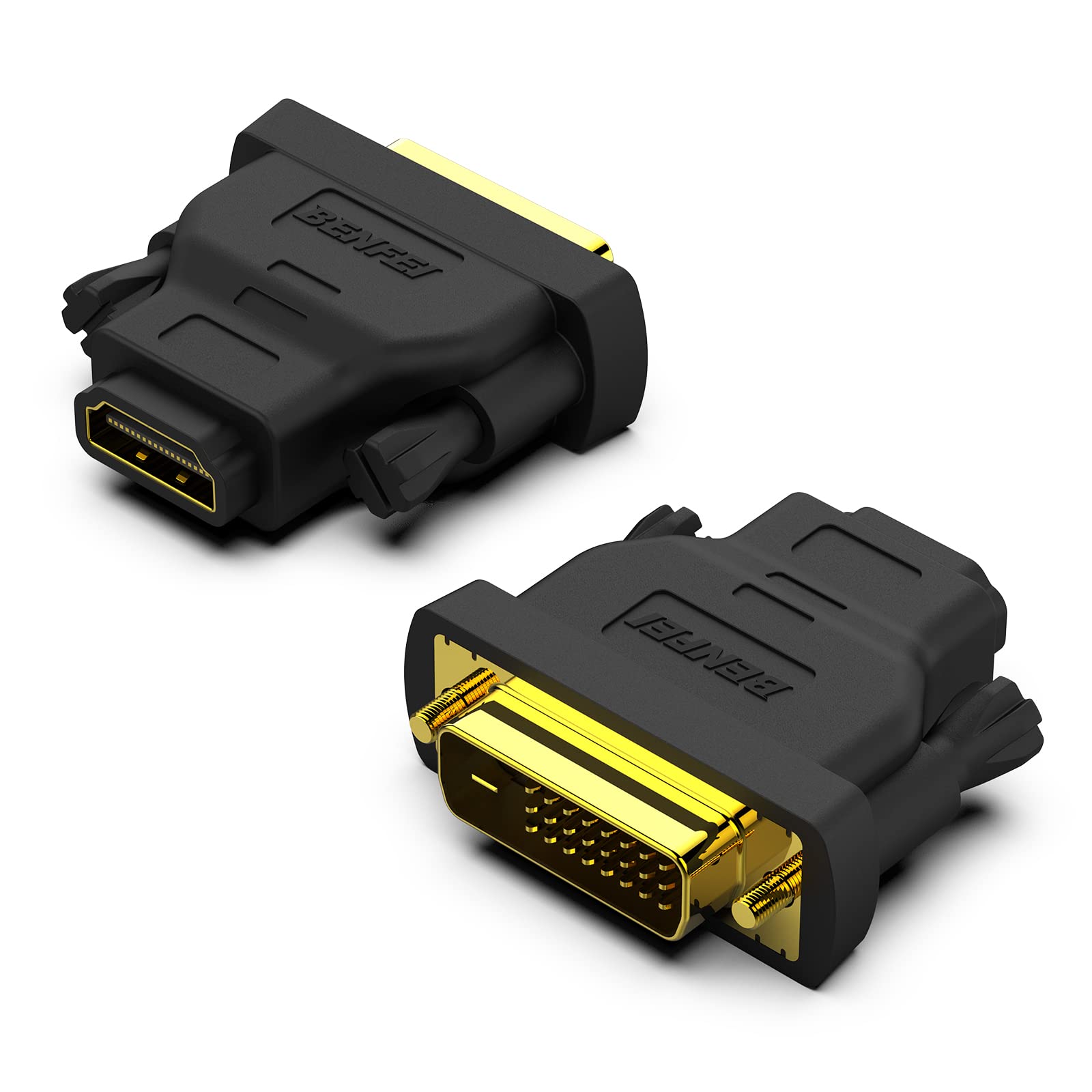 BENFEI DVI to HDMI, Bidirectional DVI (DVID) to HDMI Male to Female Adapter with GoldPlated Cord 2 Pack