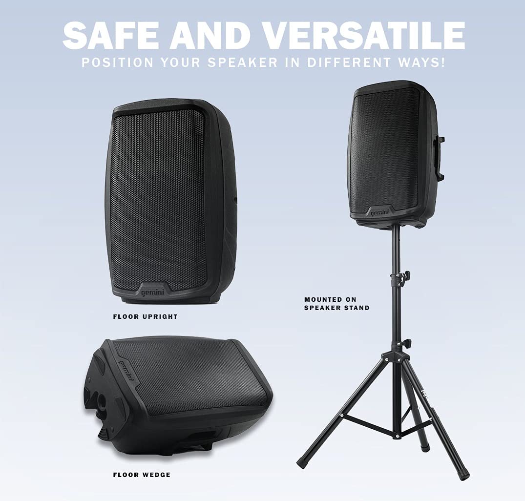 Gemini 15    2000W Bluetooth Pa Speaker With Tws Link, Usb/Sd/Fm, Xlr/Rca/Aux Inputs, Dual Mic & Guitar Inputs, Eq Control, Pro