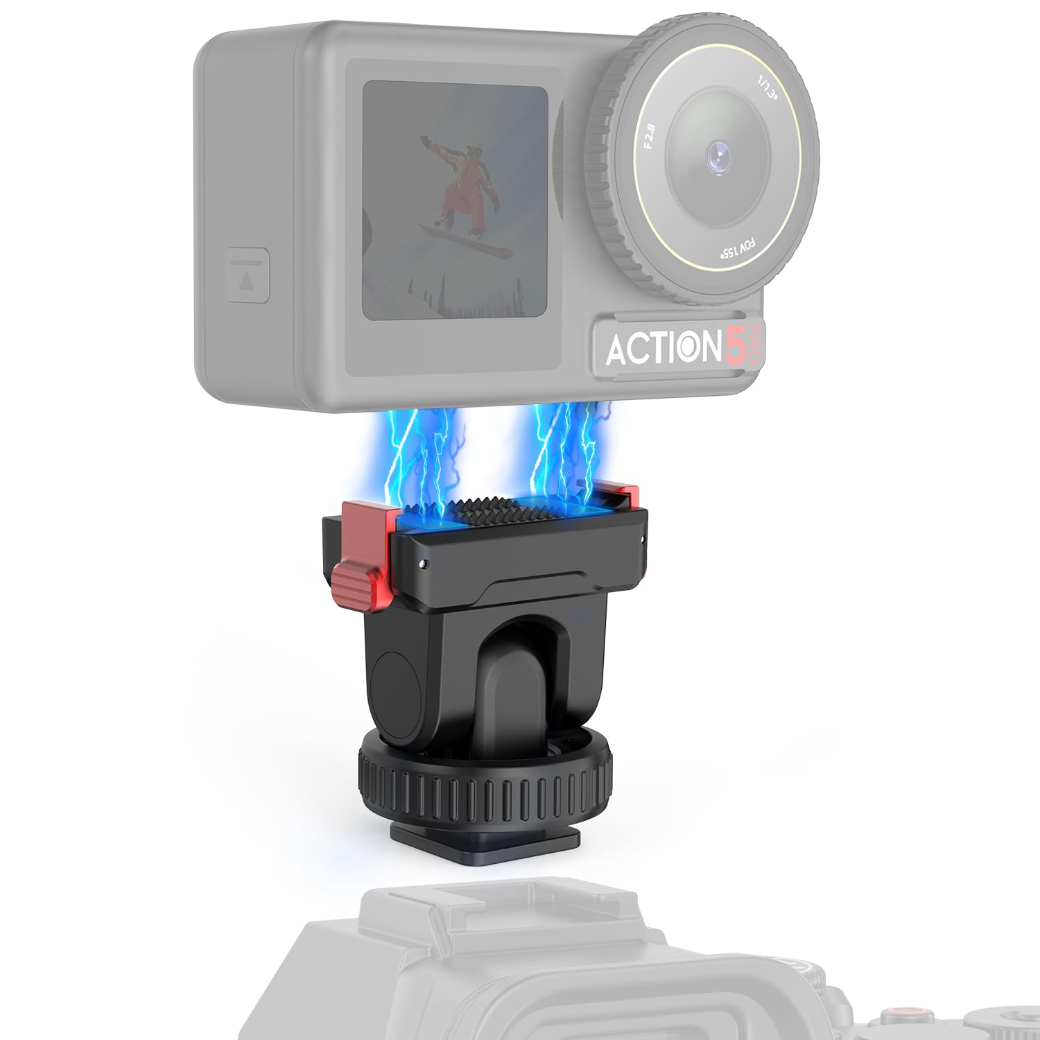 HAFOKO Osmo Action Camera Cold Shoe Adapter - Compatible with DJI Osmo Action 3/4/5 Pro, Magnetic Quick Release Adapter Mount wi