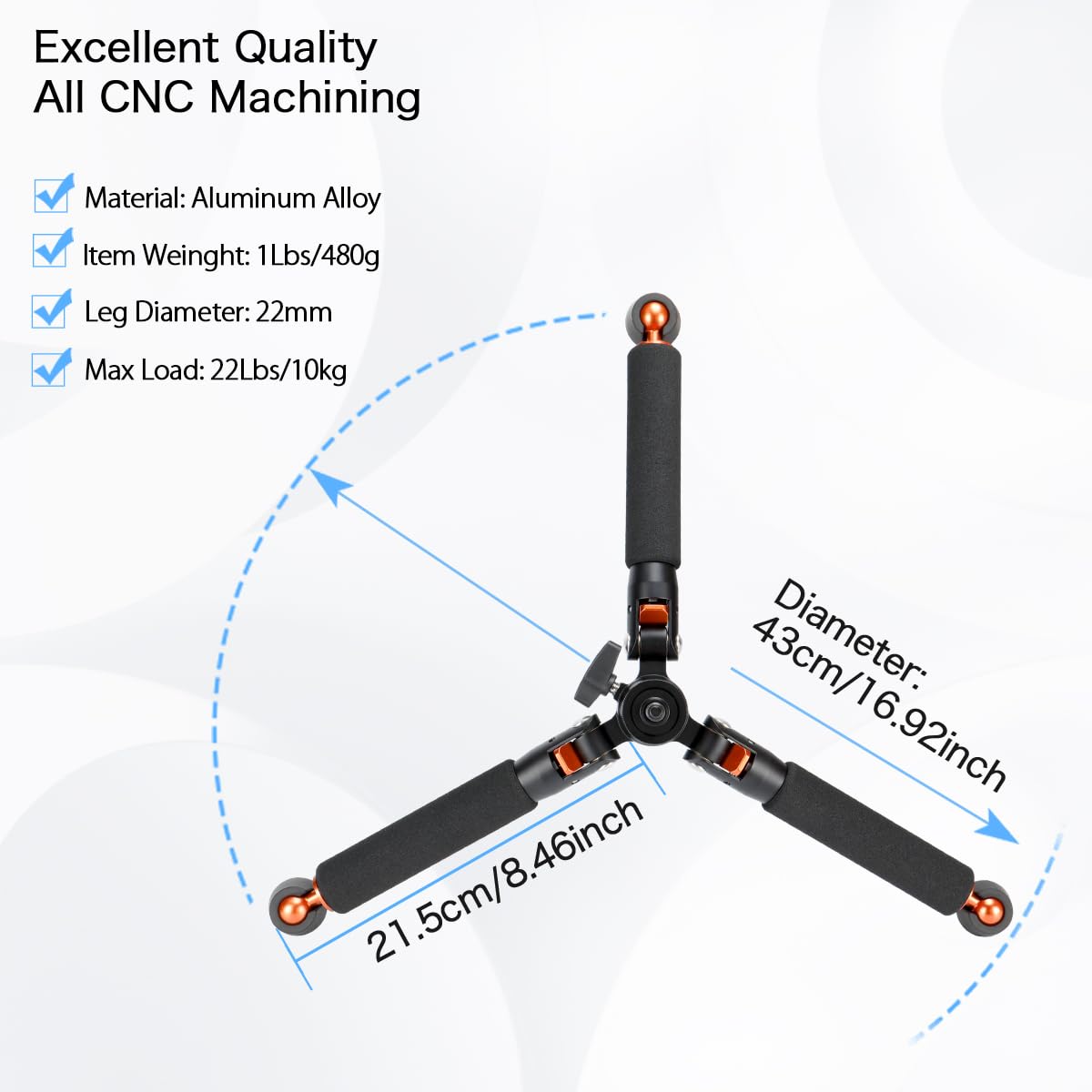 Koolehaoda A3 Mini Tripod With 1/4 And 3/8'' Screw Mount, Universal Monopod Support Base Unipod Support Compatible With Dslr Cam