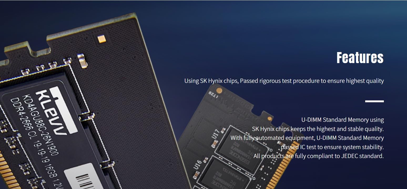 Klevv Ddr4 32Gb (1X32Gb) 3200Mhz Cl22 1.2V Udimm Desktop Ram Memory Sk Hynix Chip (Kd4Bgua80 32N220A)