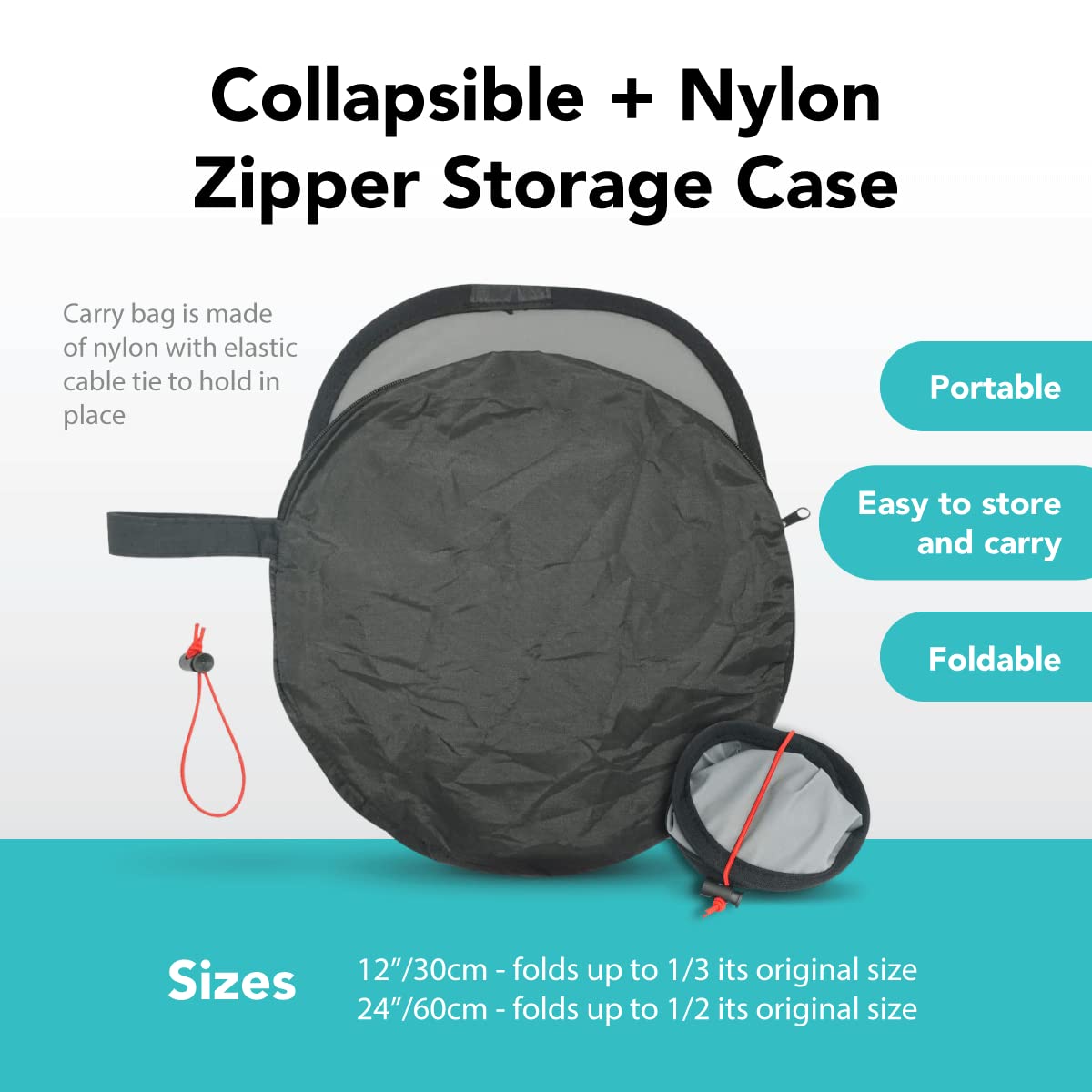 Foto&Tech Double Sided 18% Gray Card And White Balance Disc, Gray And Neutral White Panel With Nylon Bag And Cable Tie, Collapsi