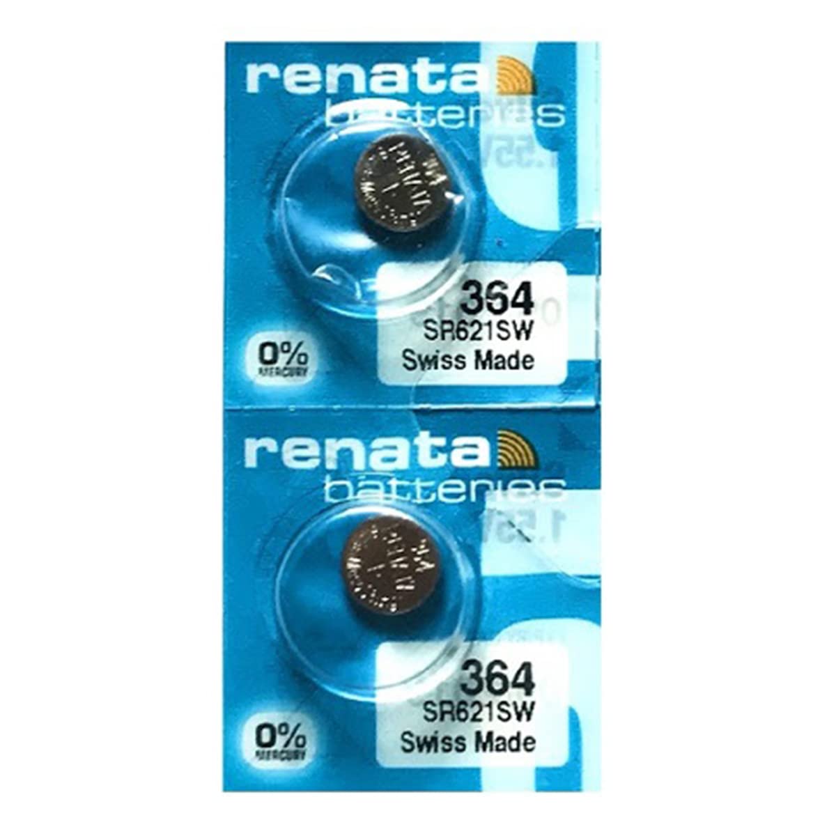 Renata 364 Sr621Sw Batteries - 1.55V Silver Oxide 364 Watch Battery (2 Count)