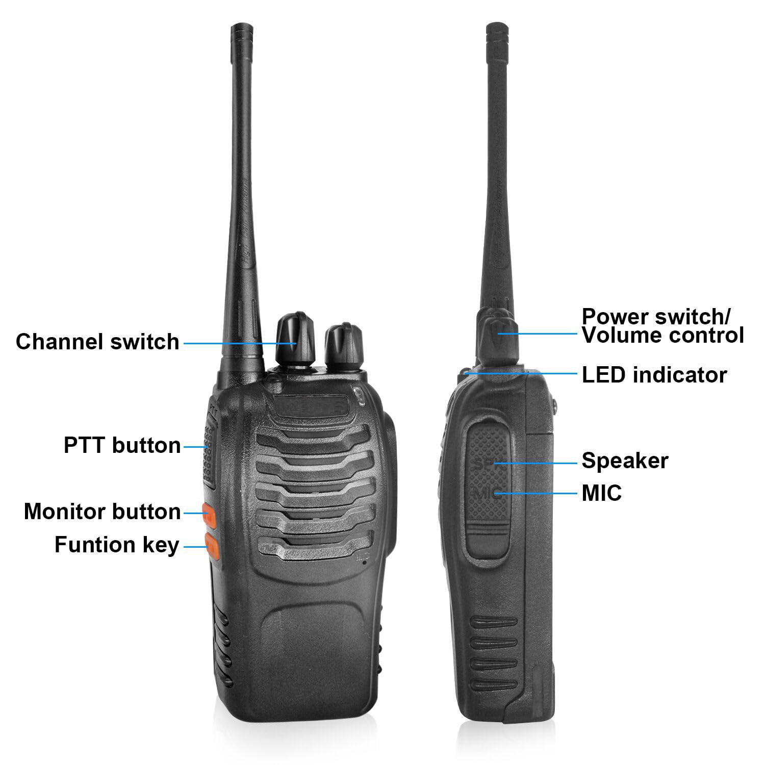 Baofeng Bf-888S Walkie Talkies Long Range For Adults With Earpieces,16 Channel Walky Talky Rechargeable Handheld Two Way Radios