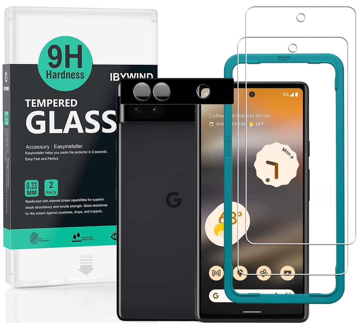 Ibywind Screen Protector For Google Pixel 6A 5G 6.1'',With Metal Camera Lens Protector,No Bubble,Easy To Install