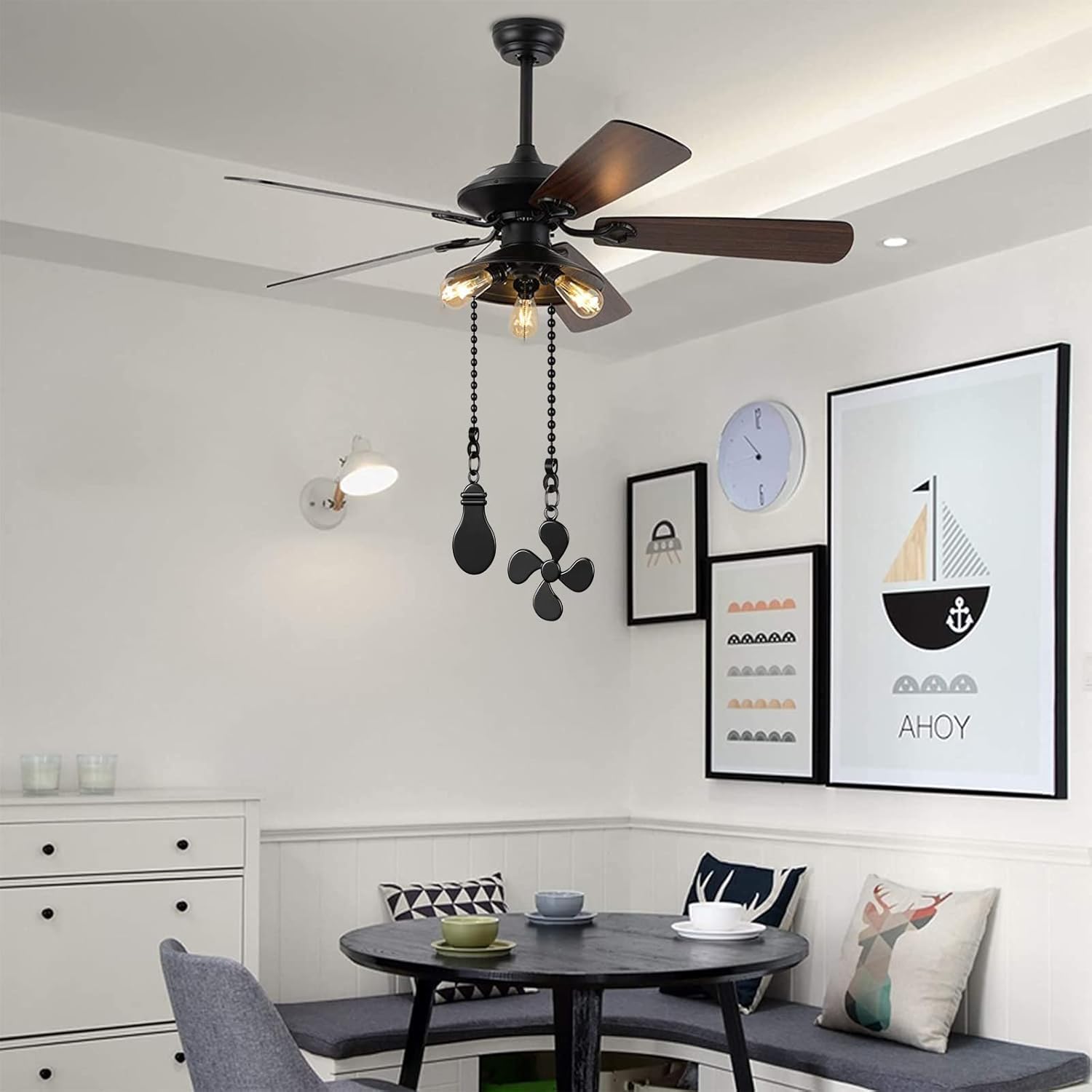 Sur-Ciel 4Pcs Ceiling Fan Pull Chain, Fan Pull Chain Extension, Pull Chains For Ceiling Fans And Lights, Light Pull Chain With 1