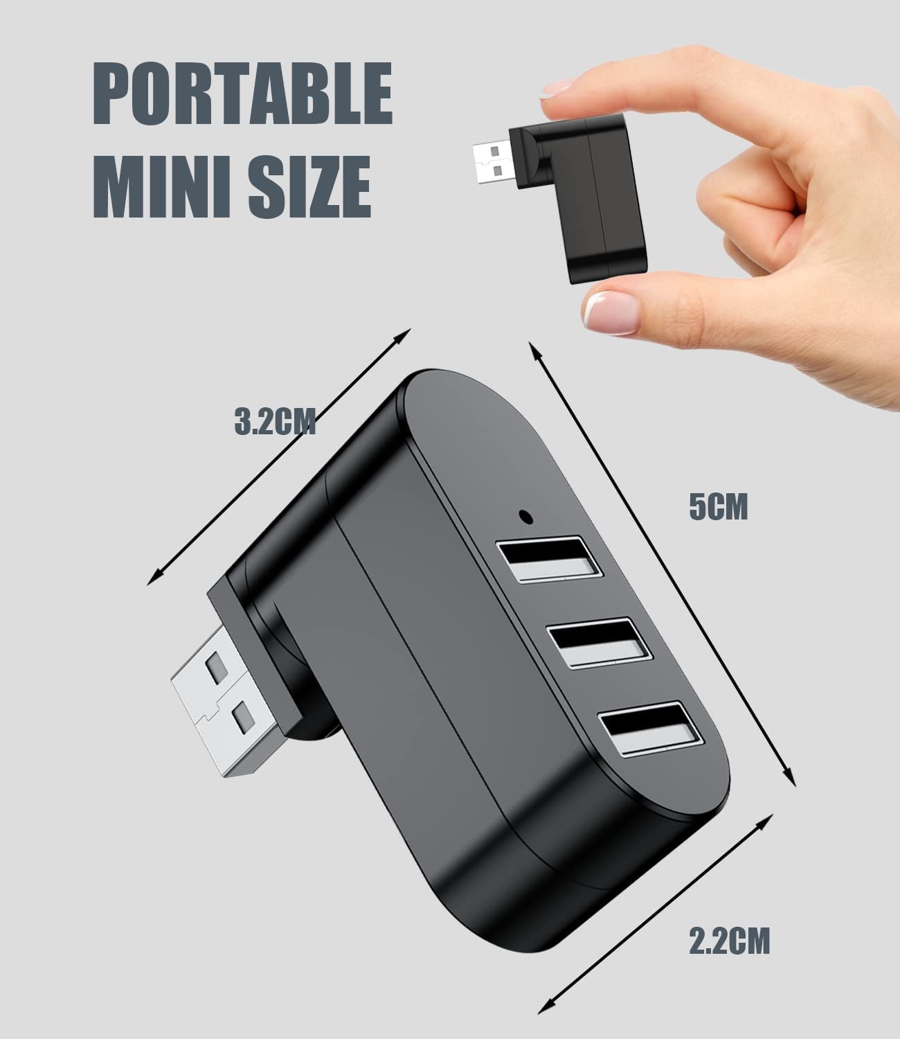 Usb Port Splitter, Panpeo 3 Port Usb 2.0 Expander Splitter [90/180 Degree Rotatable] For Laptop, Xbox, Wii, Ps3, Pc, Mac, Mac Bo