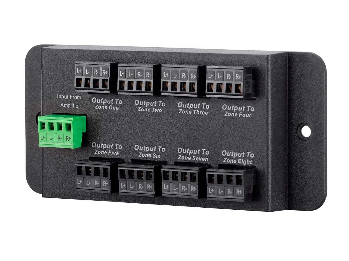 Monoprice 8 Zone Single Input Speaker Distribution Hub, Connect Up to 8 Pairs of Speakers to A Single Amplifier or Receiver, Bla