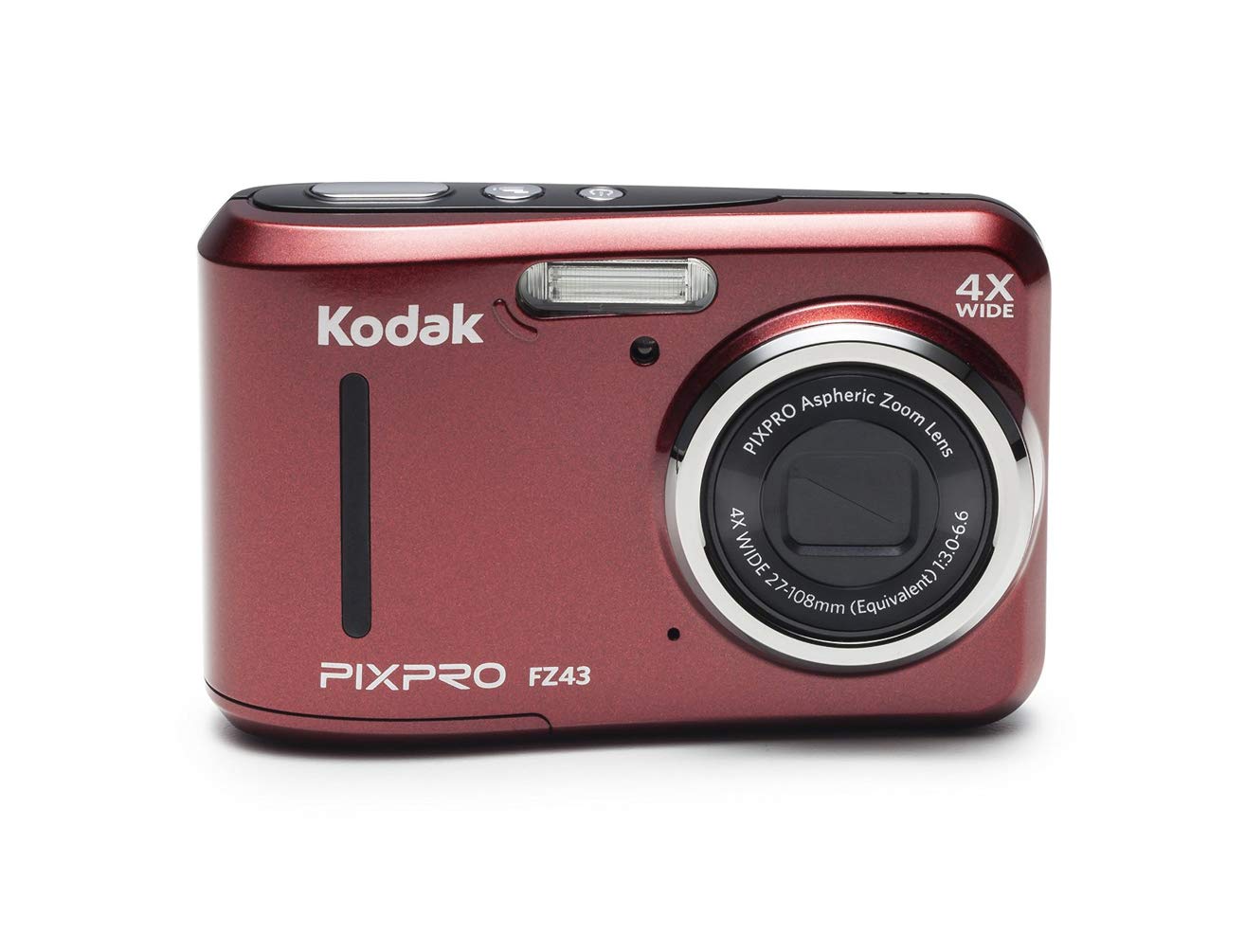 Kodak Pixpro Fz43 16 Mp Digital Camera (Red) Bundle With Newport 10 Camera Case (Black/Pepper Red)