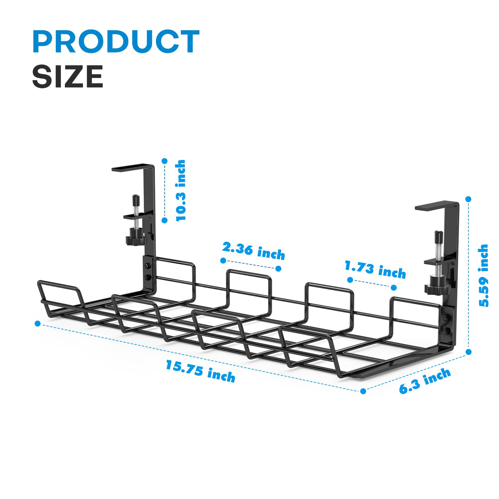 No Drill Under Desk Cable Management Tray, Sturdy Metal Wire Organizer Under Desk Basket For Office And Home Standing Desk