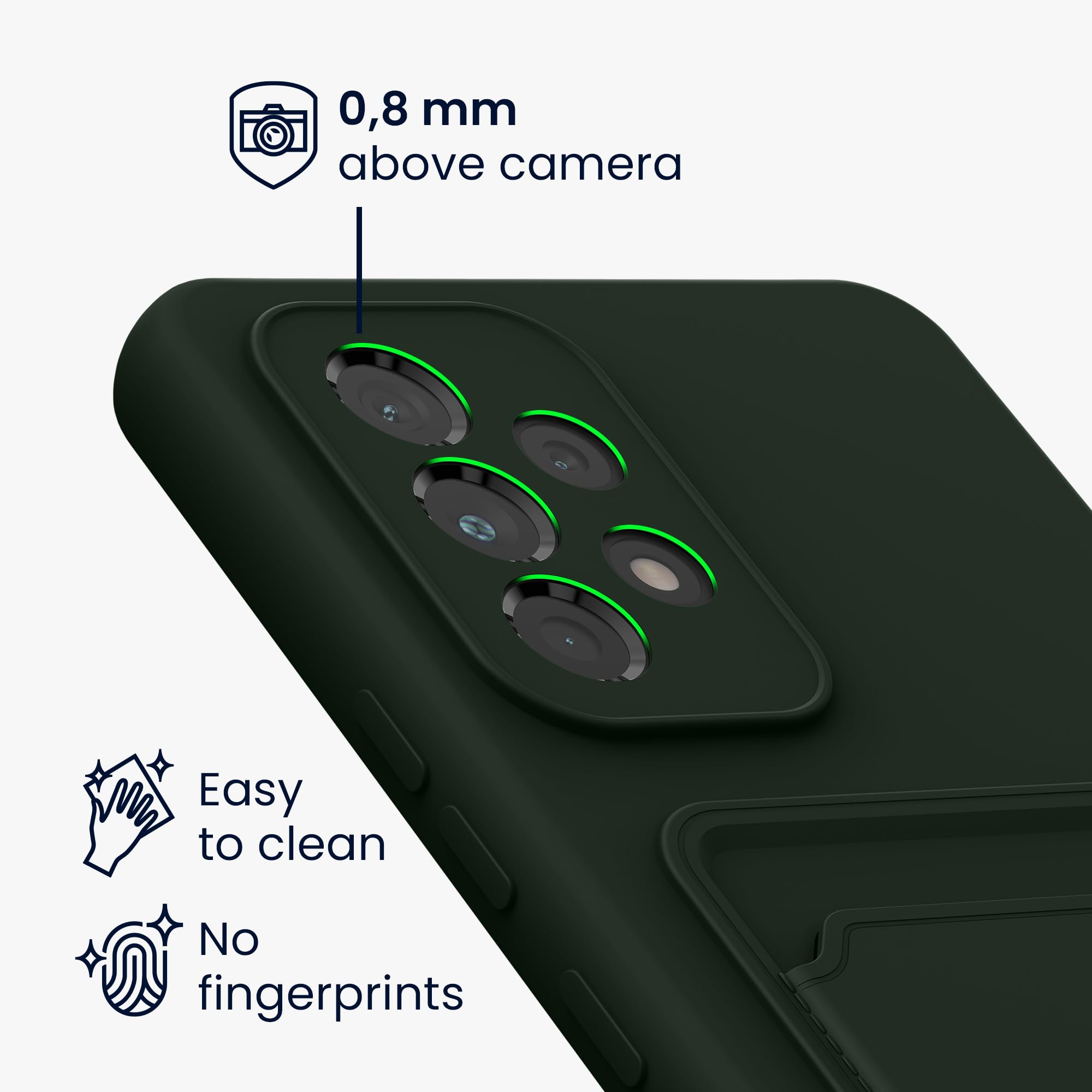 Kwmobile Case Compatible With Samsung Galaxy A53 5G Case - Tpu Phone Cover With Credit Card Holder - Dark Green