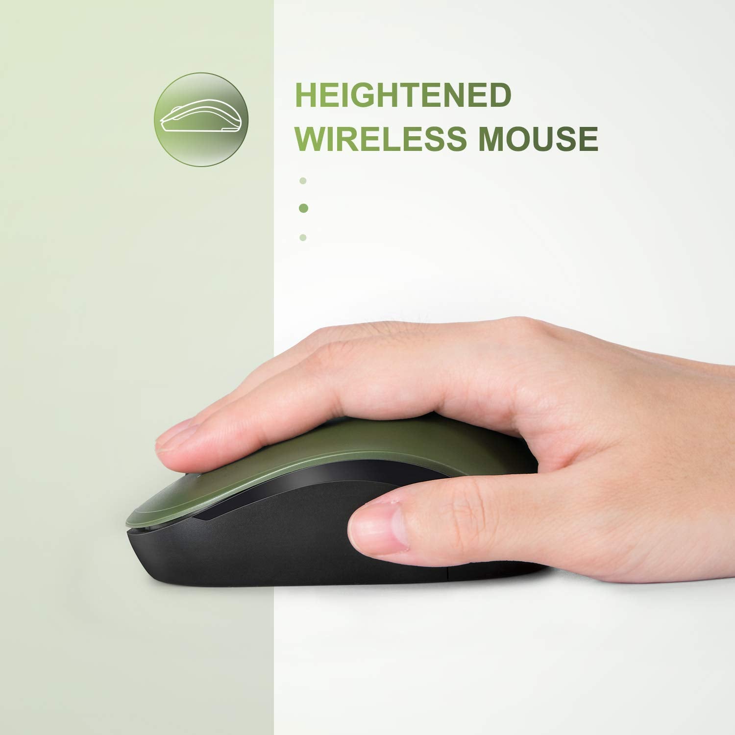 Seenda Wireless Mouse, 2.4G Noiseless Mouse With Usb Receiver Portable Computer Mice For Pc, Tablet, Laptop, Notebook   Green &