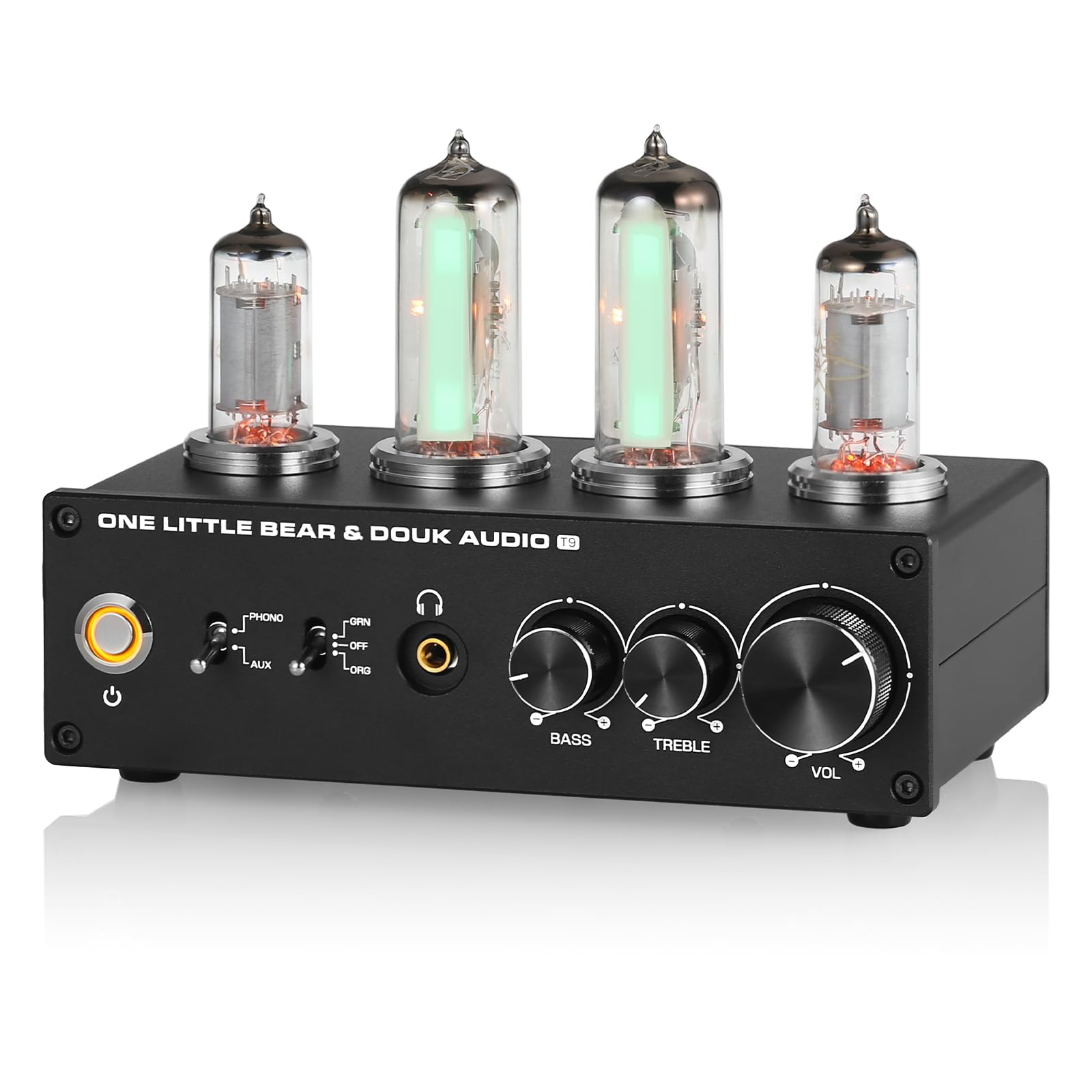 Douk Audio T9 Vacuum Tube Phono Preamp Stereo Turntable Preamplifier With Headphone Output And Treble Bass Control For Mm/Mc Rec