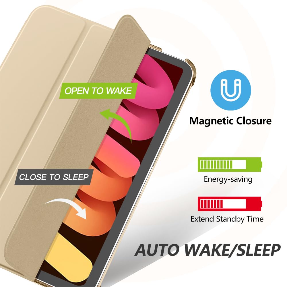 MoKo for iPad Mini 7 (A17 Pro) Case 2024,iPad Mini 6 Case 2021,8.3 inch iPad Mini 7th/6th Generation Case,Slim Lightweight Hard Back Shell Stand Cover for iPad Mini 2024 with Touch ID, Clay