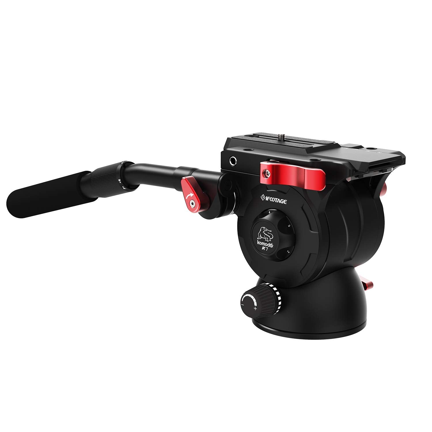 Ifootage Video Camera Tripod Fluid Drag Pan Head With 1/4'' And 3/8'' Screws Sliding Quick Release Plate For Canon Nikon Sony Ds