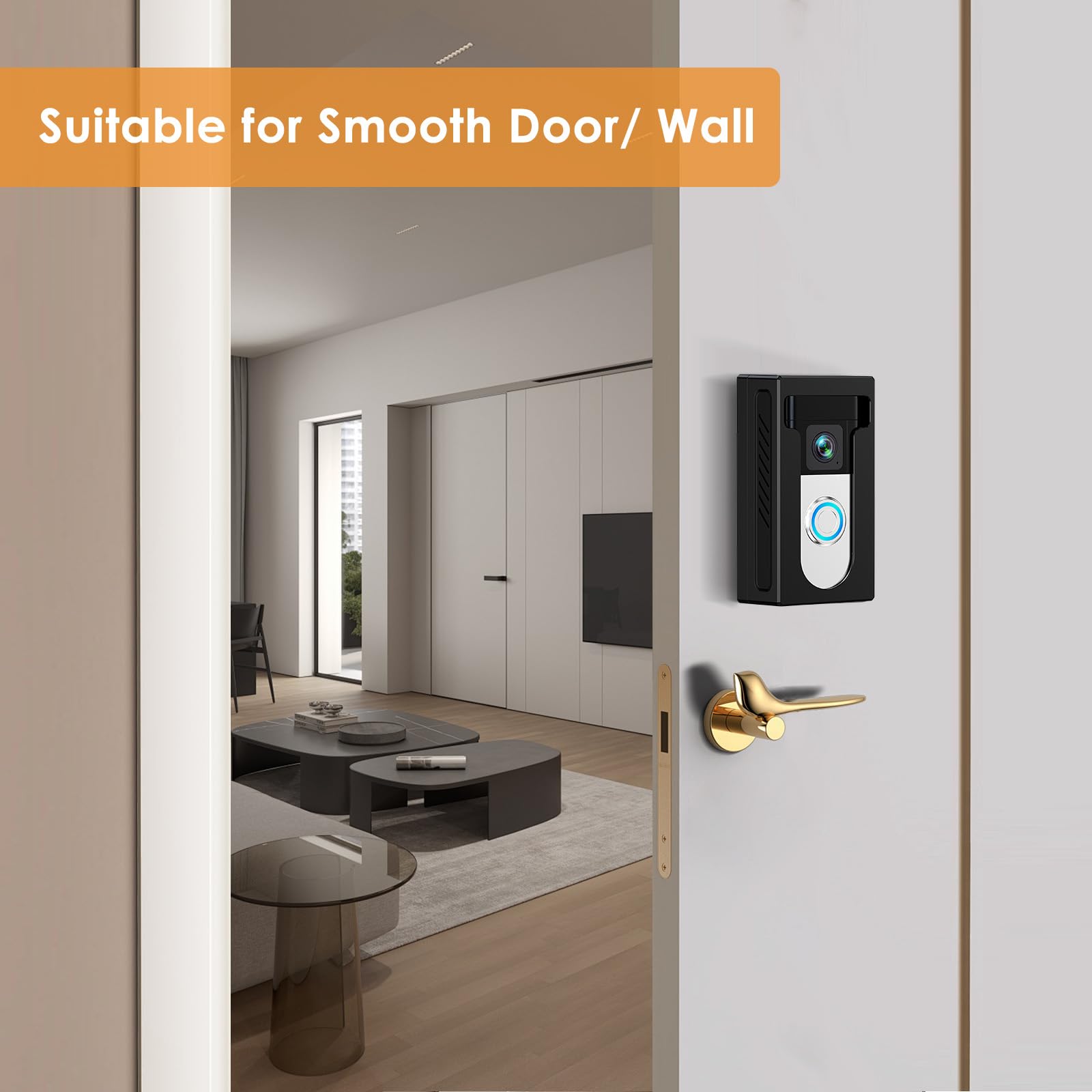 Qibox No Drill Adhesive Video Doorbell Mount Compatible With Ring/Blink Wireless Video Doorbell, Anti Theft Camera Doorbell Hold