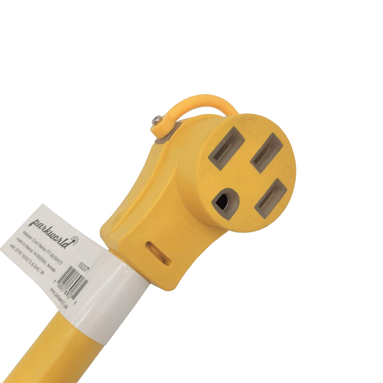 Parkworld 692071 Dual Rv 30A Plugs Nema Tt 30P To 14 50R Female Rv 50A Receptacle, Y Splitter Adapter Cord, 3 Ft