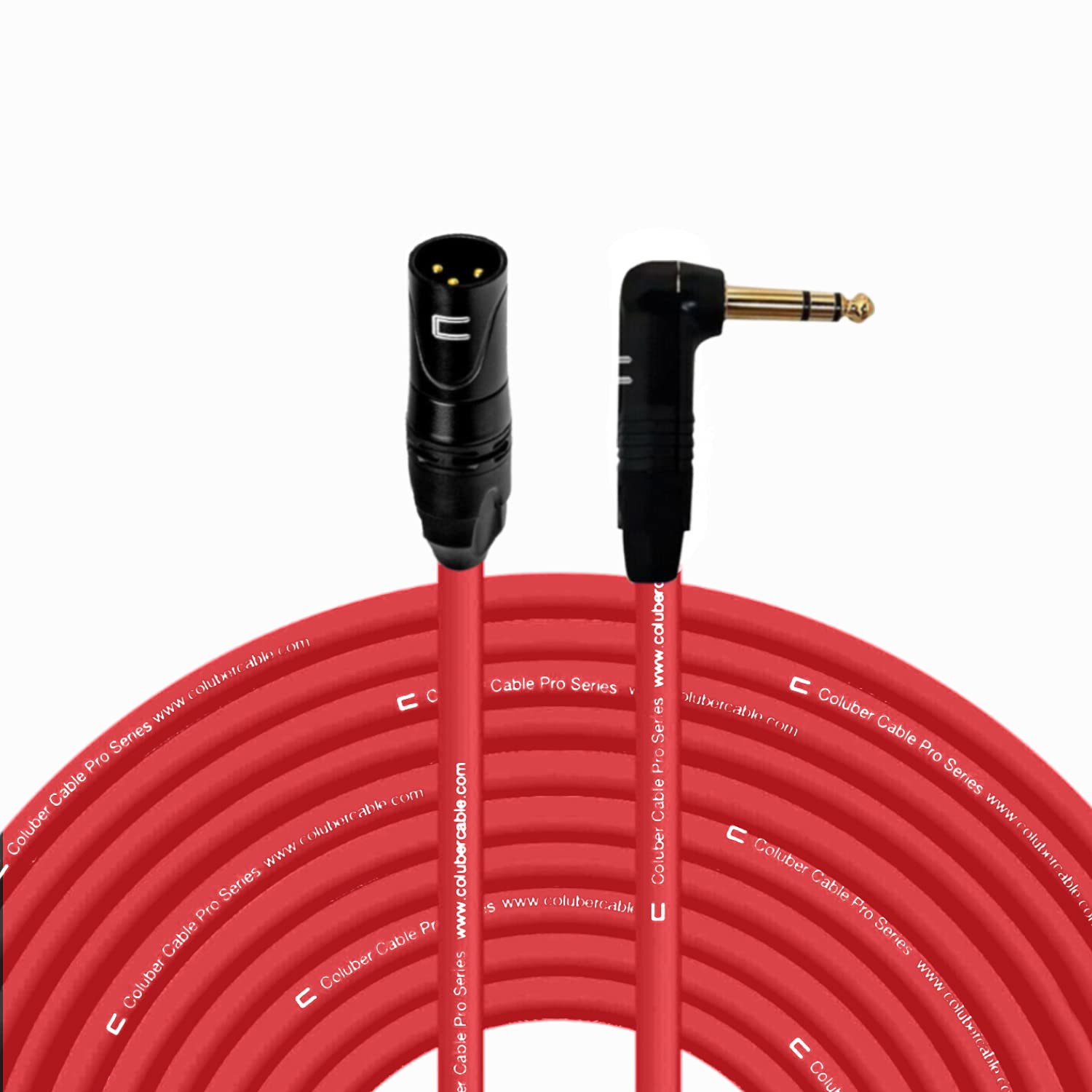 Balanced Xlr Cable Male To Right Angle 1/4'' Trs   150 Feet Red   Pro 3 Pin Microphone Connector For Powered Speakers, Audio Int