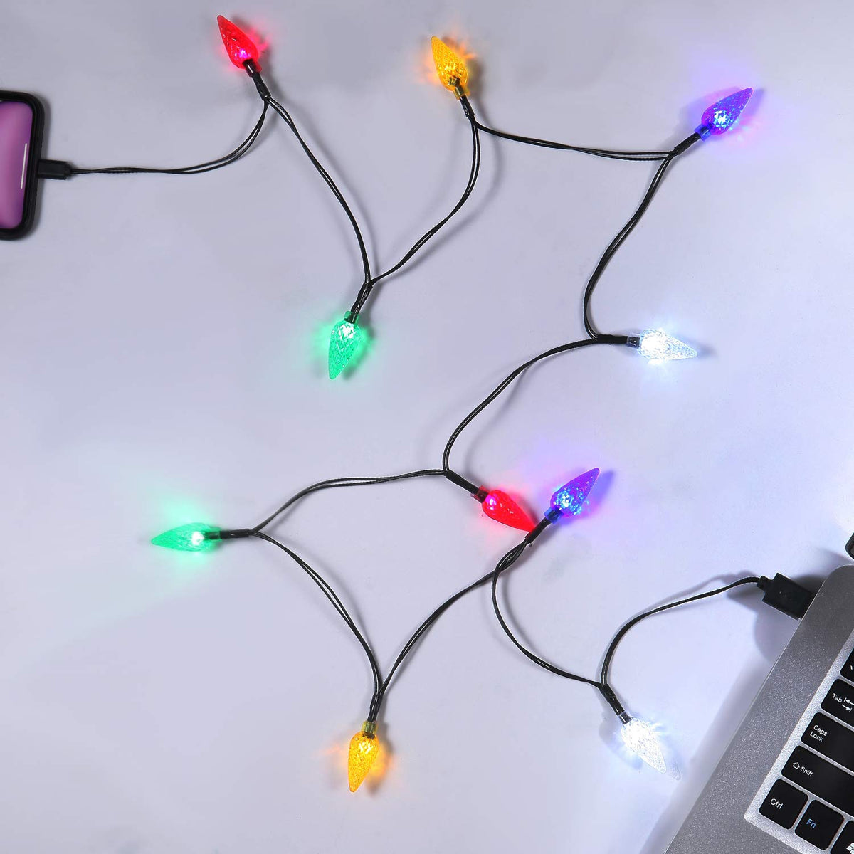 Led Christmas Light Phone Charger Cord Usb Charging Cable Gift For Phone 14/13/12/11 Pro/Xs/Xs Max/Xr/X/8 Plus/ 8/7 Plus/7S Plus/6S/6 With 10 Lights Christmas Decorations(Black)
