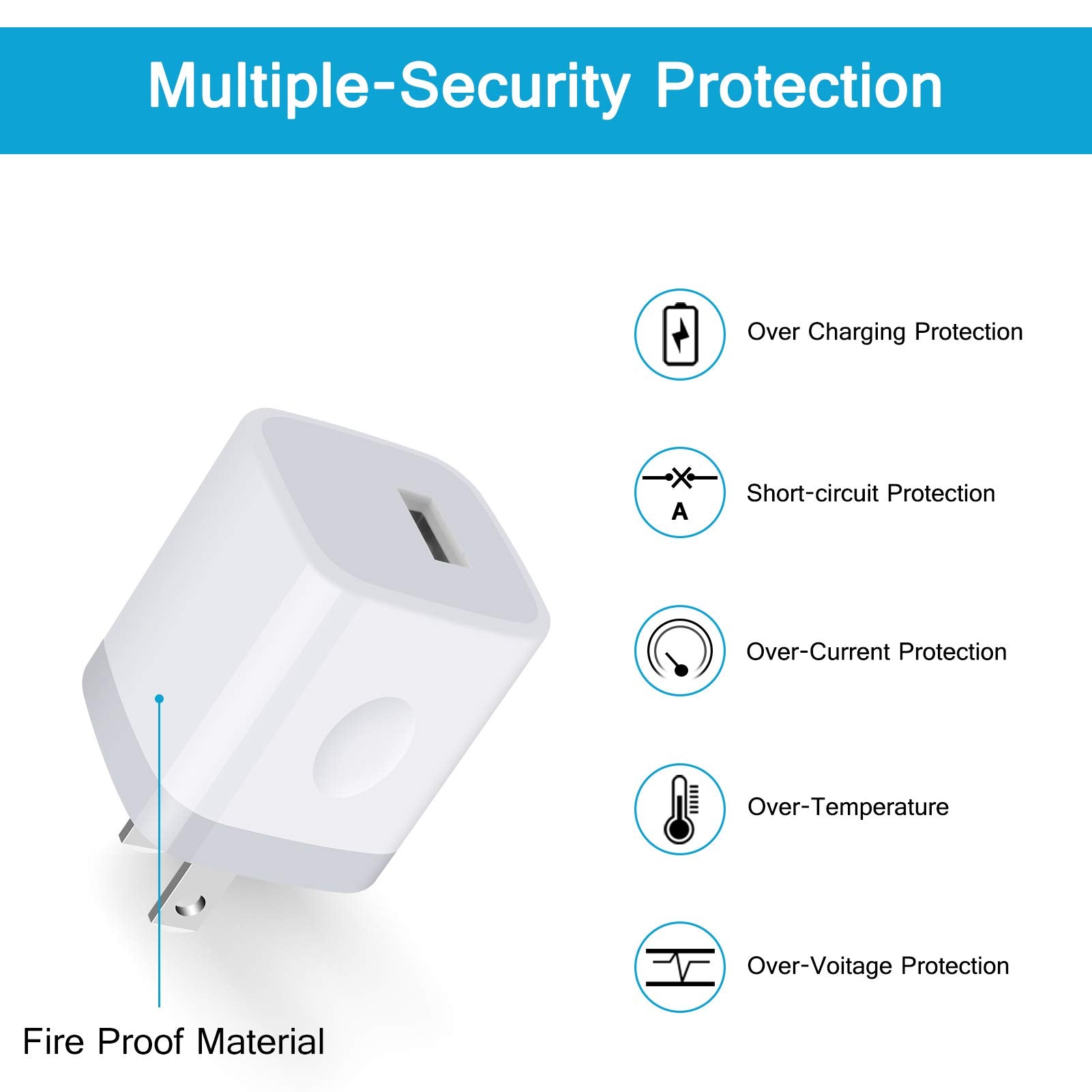 Usb Plug Wall Adapter For Iphone,1A/5V Single Port Phone Wall Charger Block Charging Cube Box Brick 3 Pack For Iphone 15 Pro Max