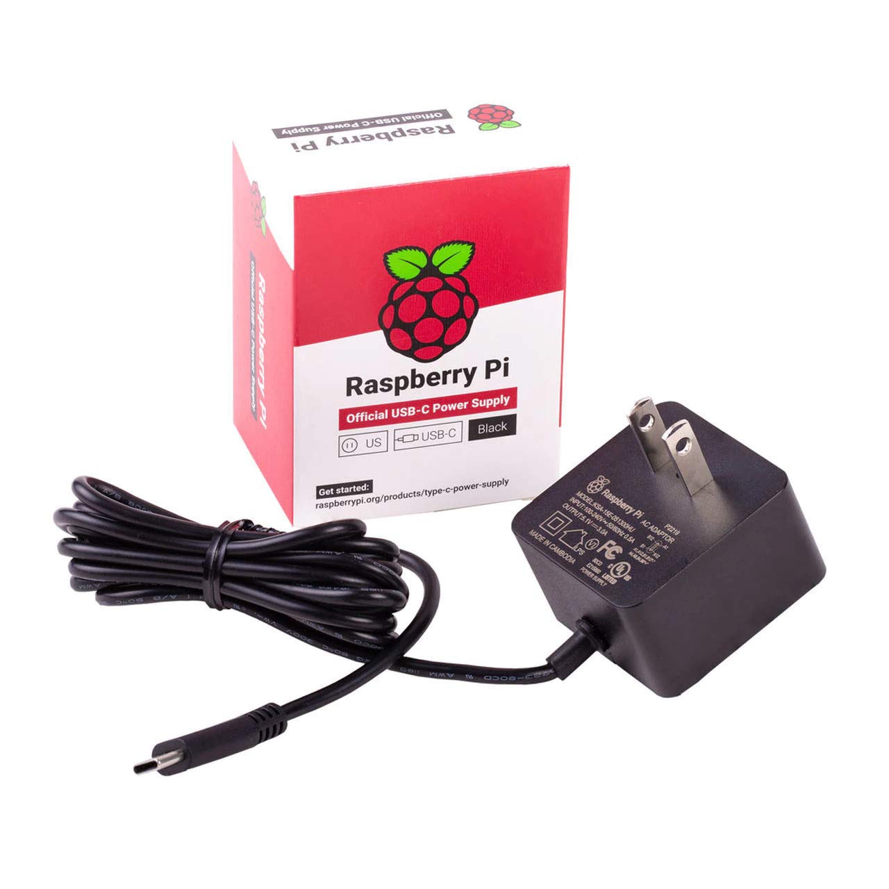 Raspberry Pi 15W Usb C Power Supply Us   Black