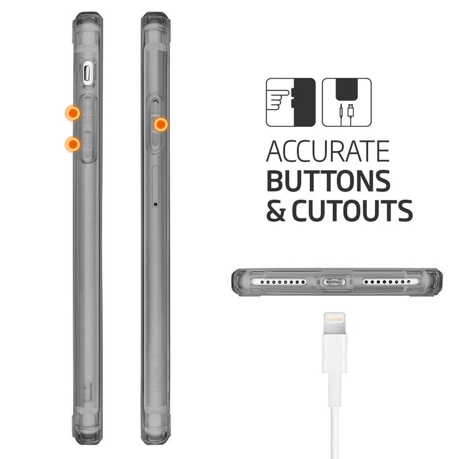 Tenoc Phone Case Compatible With Iphone Se (2Nd 2020 And 3Rd 2022 Generation) & Iphone 7 & Iphone 8, Gray Case Clear Shockproof