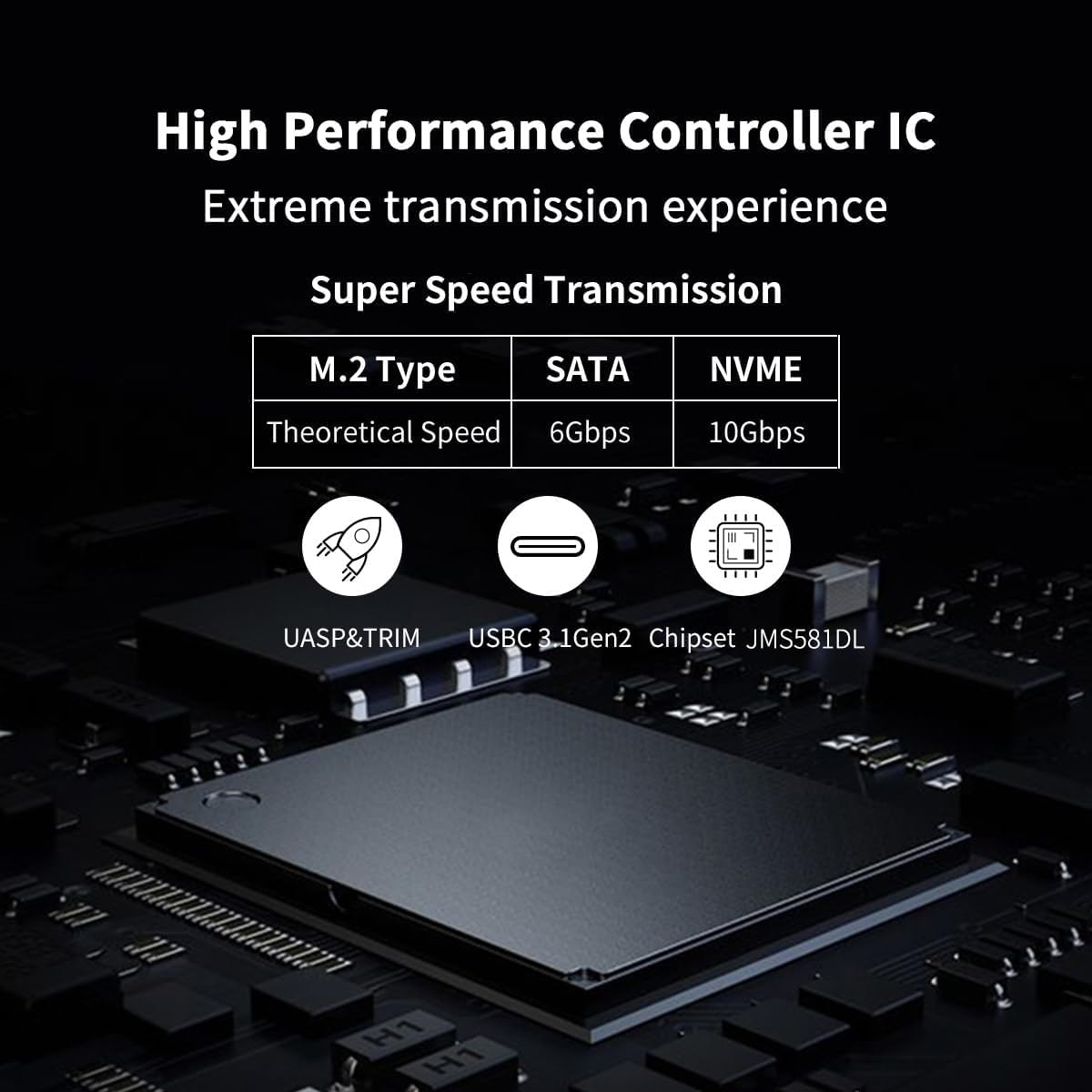 Ssk Aluminum M.2 To Usb Nvme Sata Ssd Enclosure Reader, Tool Free Usb 3.2 Gen 2 10Gbps Nvme Pci E 6Gbps Sata M Key / B+M Key Solid State Drive External Adapter With Uasp Trim, For Ssds 2242 2260 2280