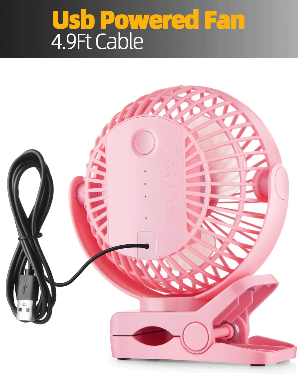 Viniper 6 Inch Usb Clip On Fan, Portable Small Desk Fan : 360 Rotation, 3 Speeds Wind Table Fan, Quiet Powerful For Home,Office