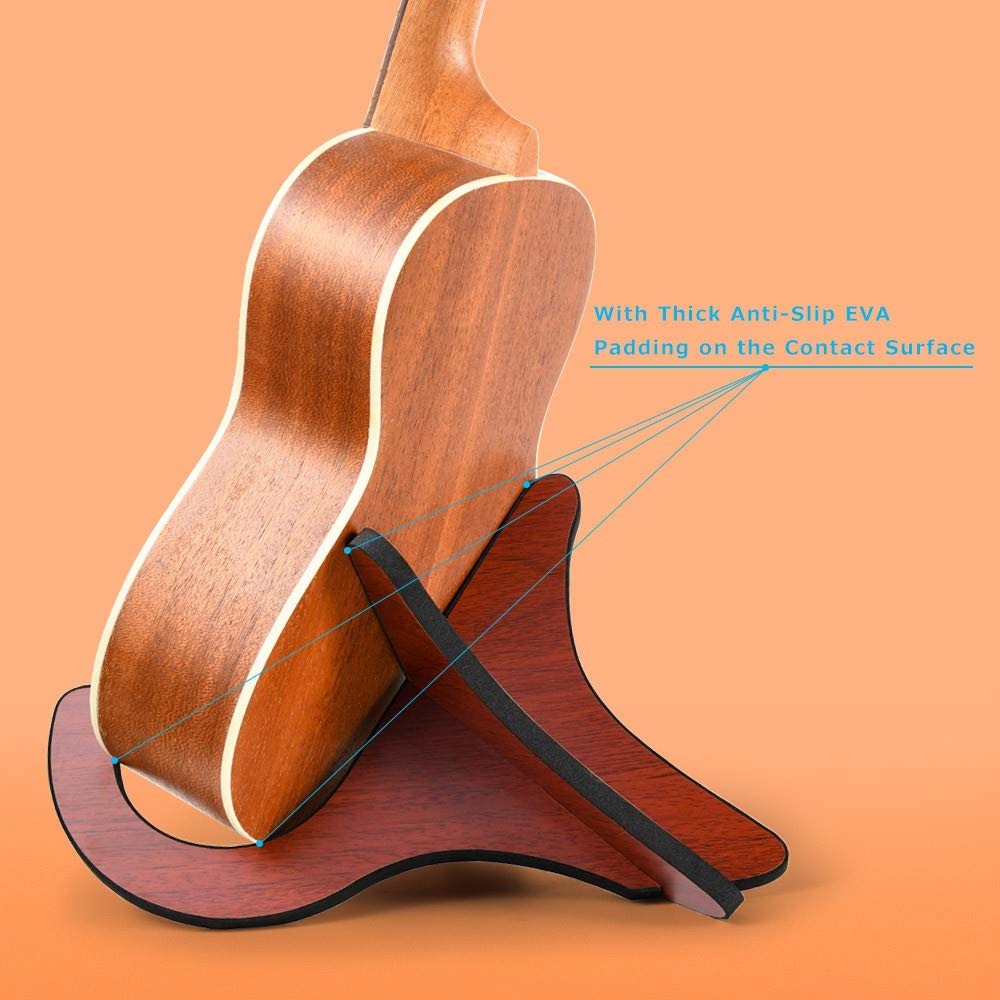 Lalaoks Wooden Ukulele Stand Violin Mandolin Folding Portable Stand (Rosewood)