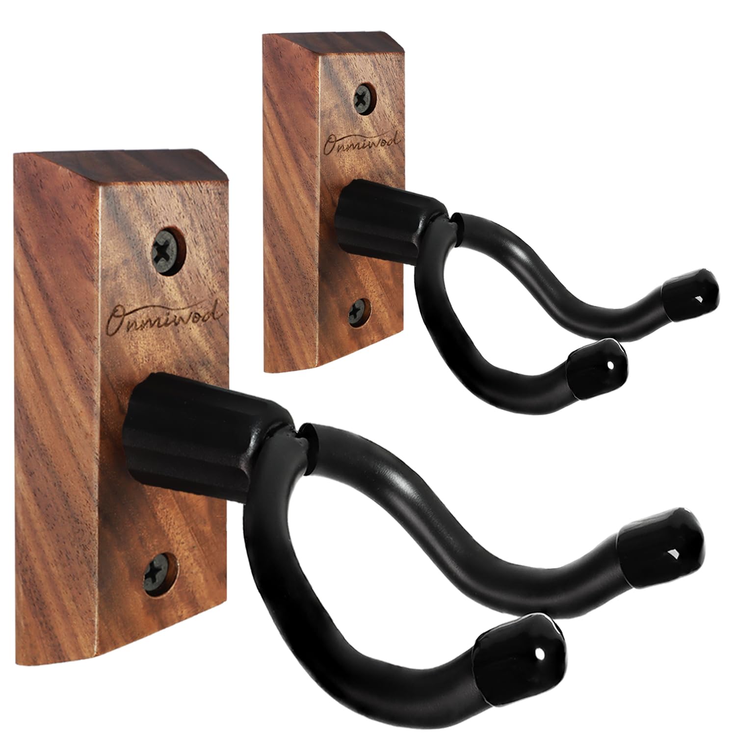 Onmiwod Ukulele Wall Mount Hanger 2 Pack, Black Walnut Wood U Shaped Ukulele Holder Hanger, Ukulele Wall Mount Hook For Ukulele