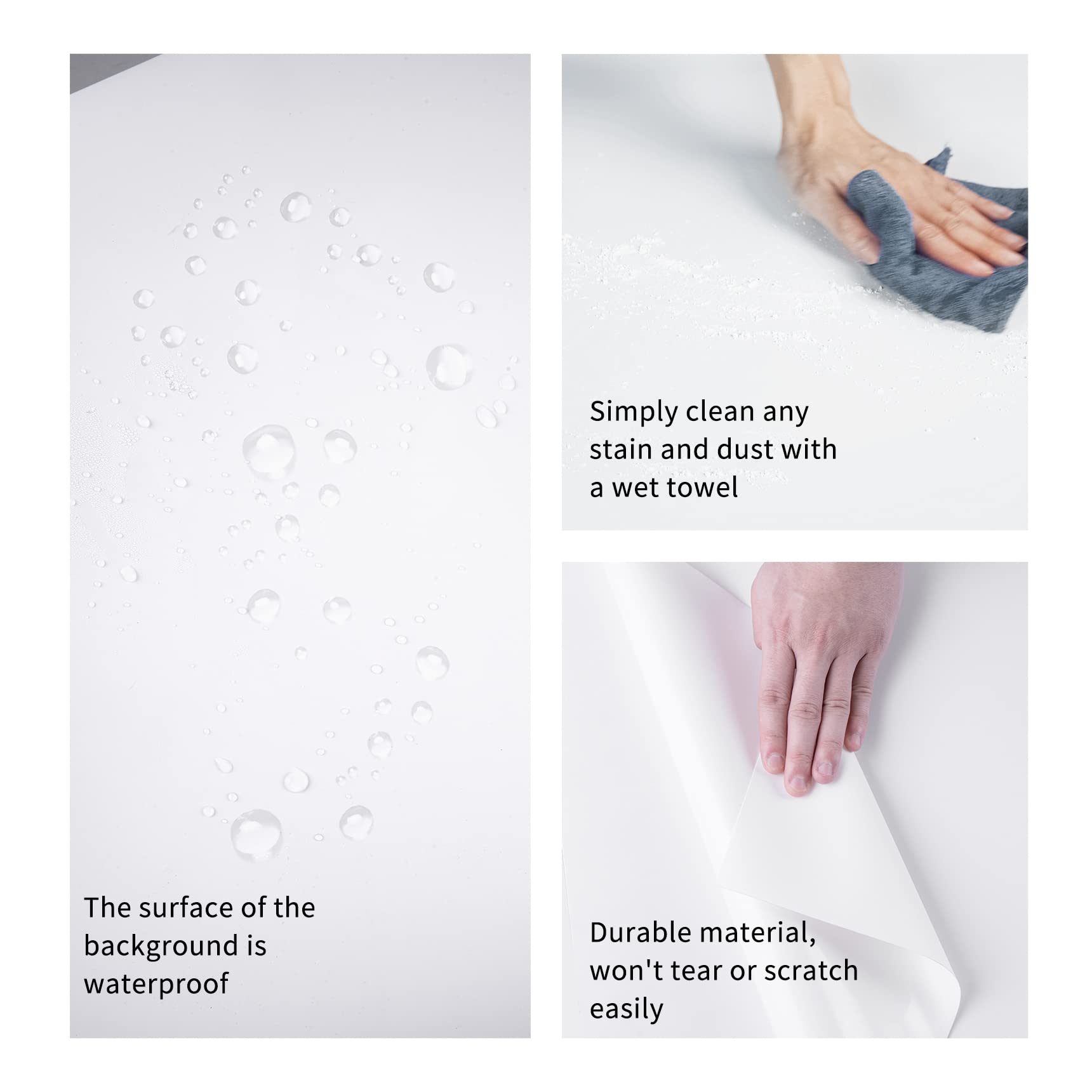 Meking White Pvc Backdrop, 23.6''X51'' Photography Backdrop Matte & Reflective Pvc Background Dual Side Vinyl Backdrop For Produ