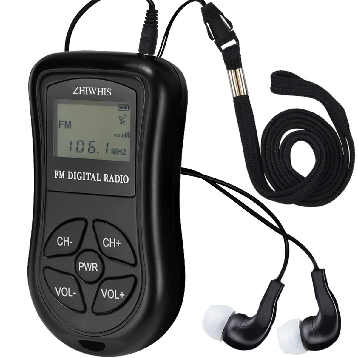 Zhiwhis Mini Portable Fm Radio, Stereo Lcd Digital Display Tuning Pocket Walkmen Transistor Conference Receiver With Earphone, S
