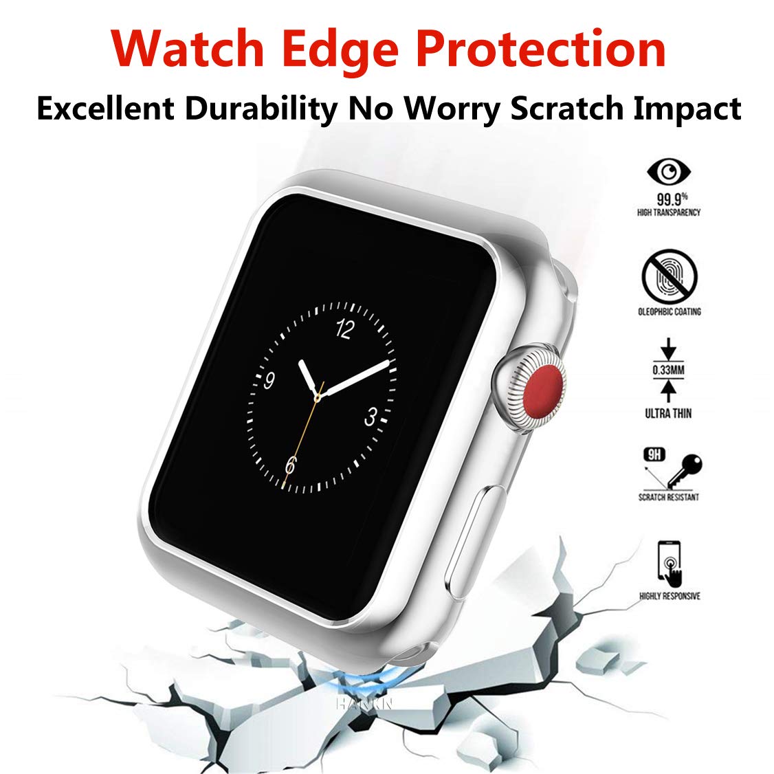 Hankn Case For Apple Watch Series 9 8 7 45Mm /Series 6 5 4 Se 44Mm, Plated Shiny Soft Tpu Cover Iwatch Bumper [No Front Screen P