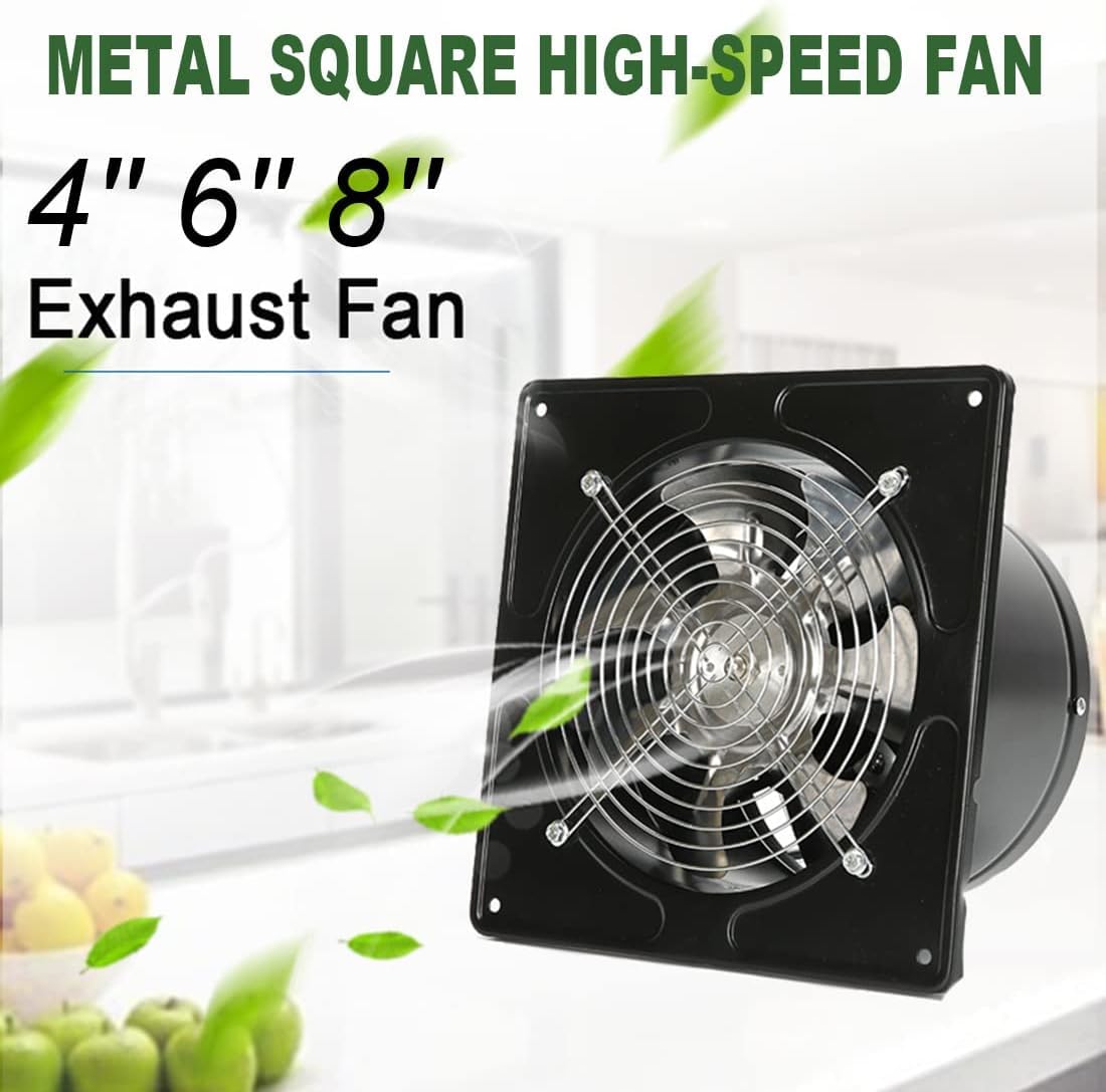 Acedurobla 6 Inch Exhaust Fan Metal Iron Ventilation Extractor, Silence With Anti-Backflow Check Valve Window And Wall Mount Ven