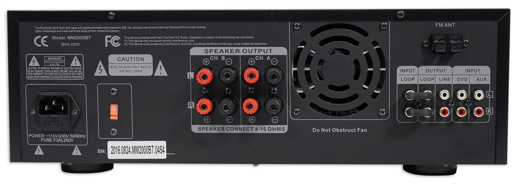 Technical Pro Mm2000Bt Powered Bluetooth Karaoke Mixer Amplifier Amp Sd, Usb