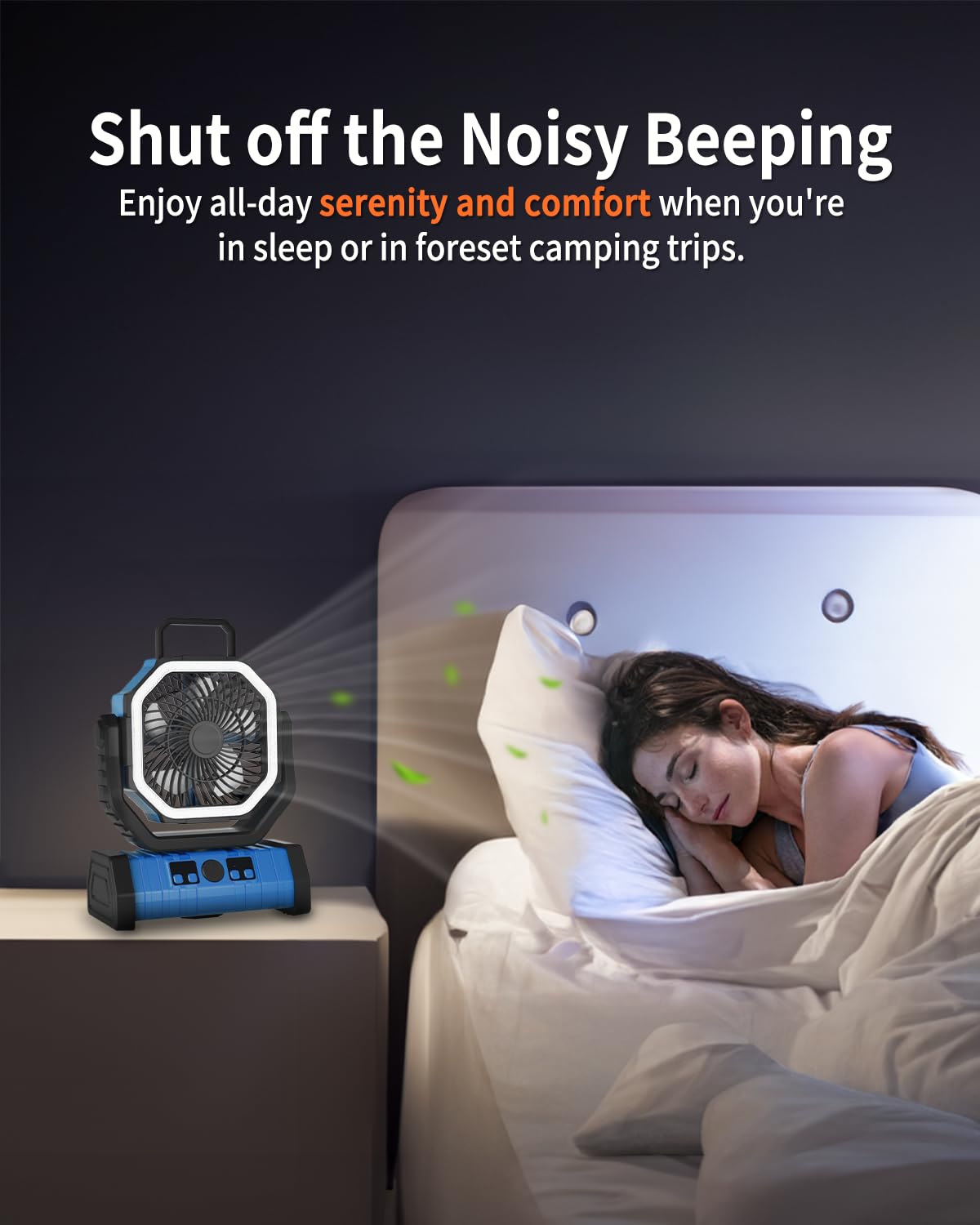 Adust Camping Fan Battery Operated Powered Fan With Led Lantern Light 20000Mah Rechargeable Portable Fan, Oscillating Fan With 3