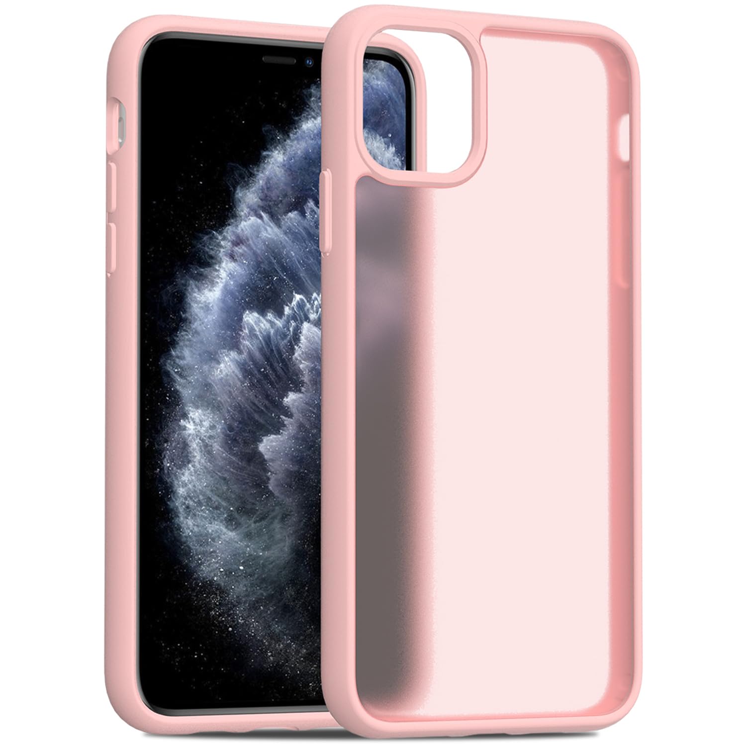 Tenoc Phone Case Compatible With Iphone 11 Pro Max, Pink Case Translucent Protective Bumper Matte Hard Back Cover For 6.5 Inch