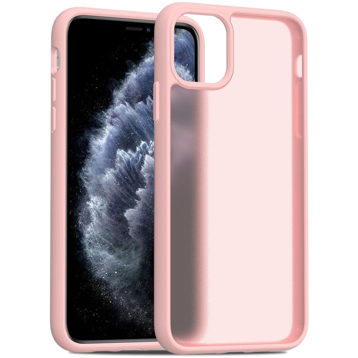 Tenoc Phone Case Compatible With Iphone 11 Pro, Pink Case Translucent Protective Bumper Matte Hard Back Cover For 5.8 Inch
