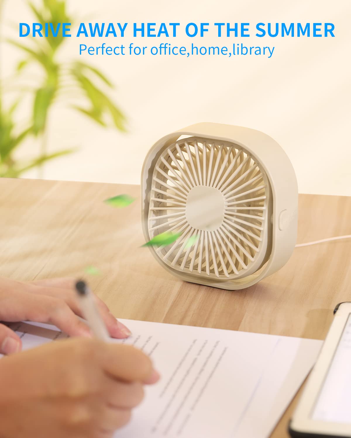 Small Usb Desk Fan, 4 Inch Quiet Mini Table Fan,3 Speeds Portable Desktop Fan, 360Rotatable Little Personal Fan,Small Cooling Fa
