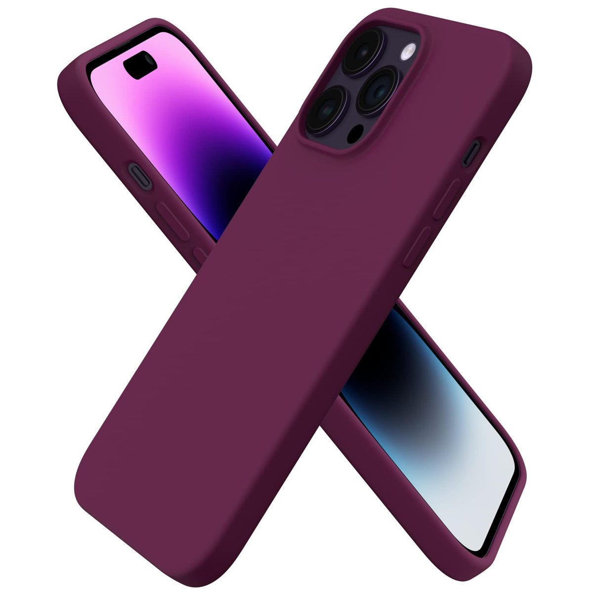 Ornarto Compatible With Iphone 14 Pro Max Case 6.7, Slim Liquid Silicone 3 Layers Full Covered Soft Gel Rubber Phone Case Protec