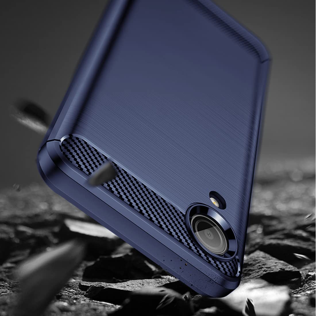 Osophter Galaxy A03 Core Shock-Absorption TPU Rubber Protective Cell Phone Case Navy Blue with Screen Protectors