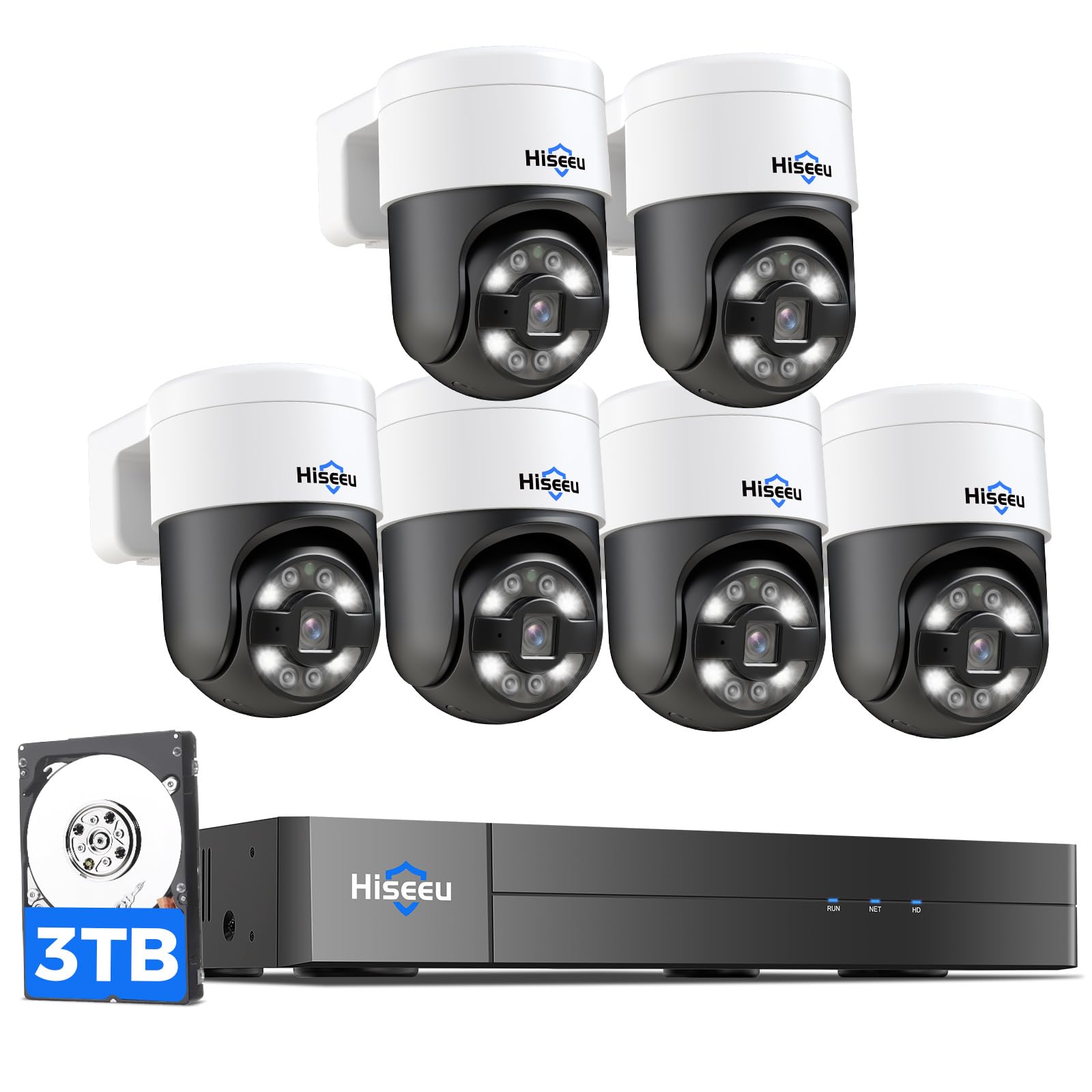 [300�Pan 90�Tilt+Human Tracking] Hiseeu 4K Poe Ptz Camera System,Nvr Security Camera System W/6Pcs 5Mp Wired Security Camera Outdoor&Indoor,2 Way Audio,Waterproof,7/24 Record For Home Surveillance