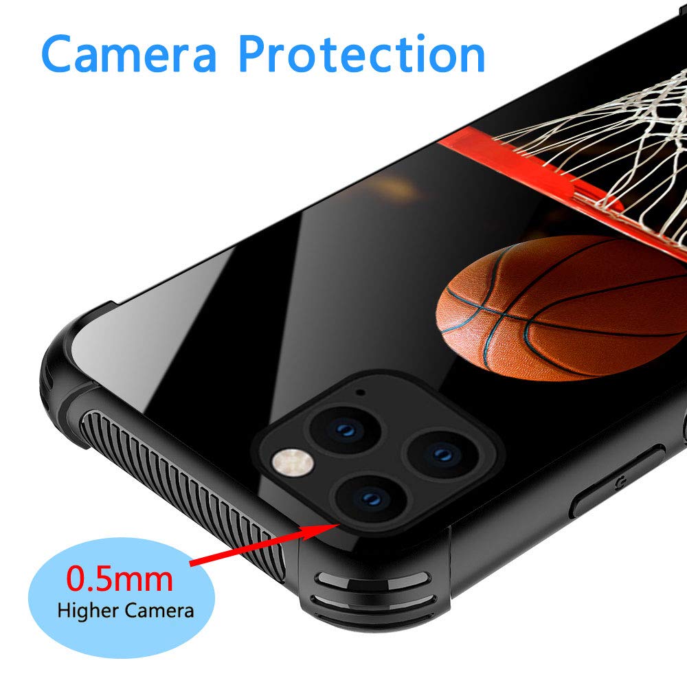 ZHEGAILIAN iPhone 13 Pro Max Phone Case Basketball Design Anti-Scratch Organic Glass TPU